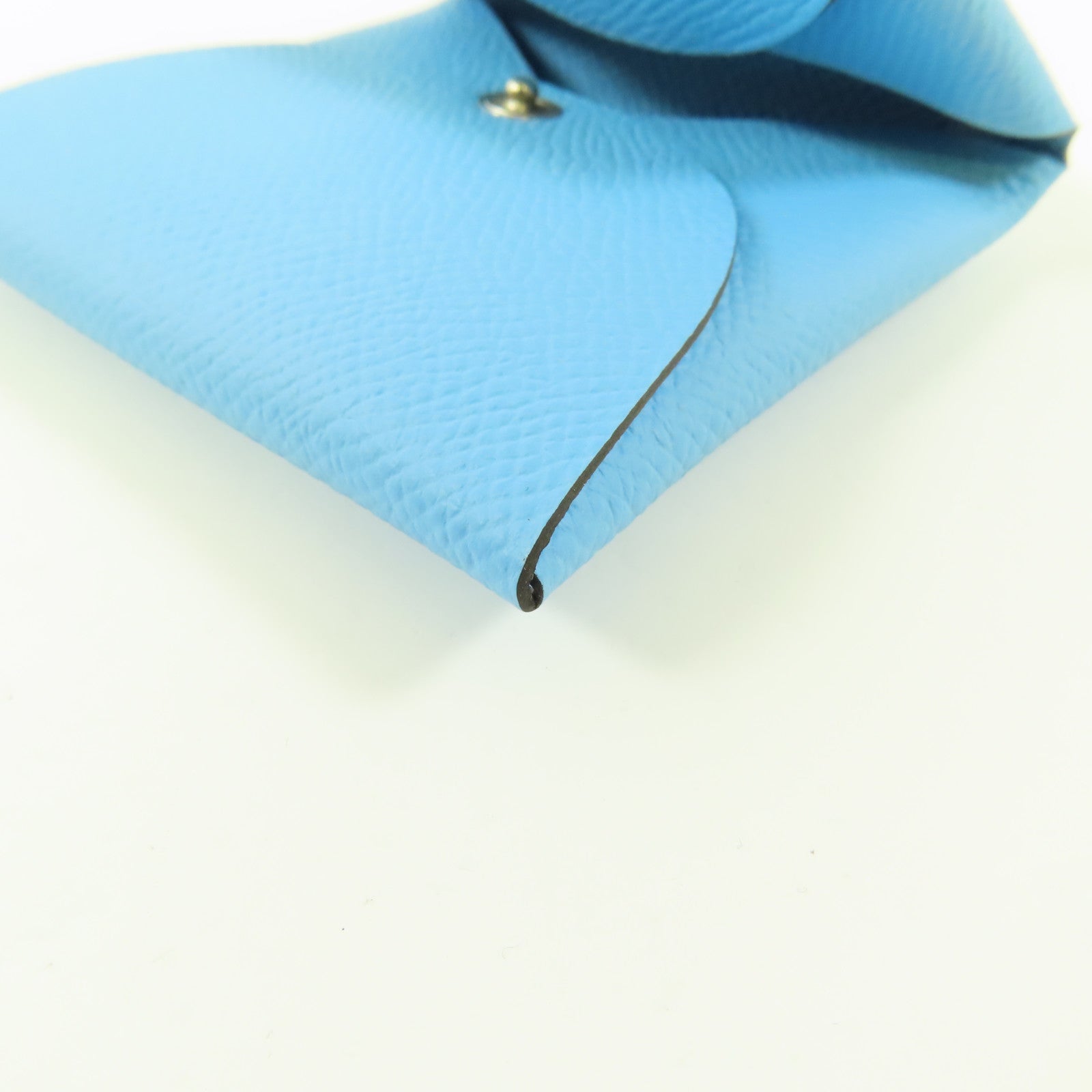 HERMES Epsom皮革Bastia銀扣零錢包Celeste