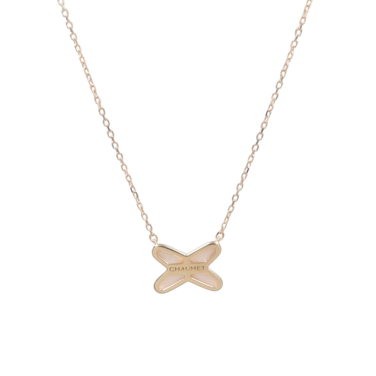 Chaumet 18K玫瑰金Jeux de Liens珍珠母貝/鑽石項鍊