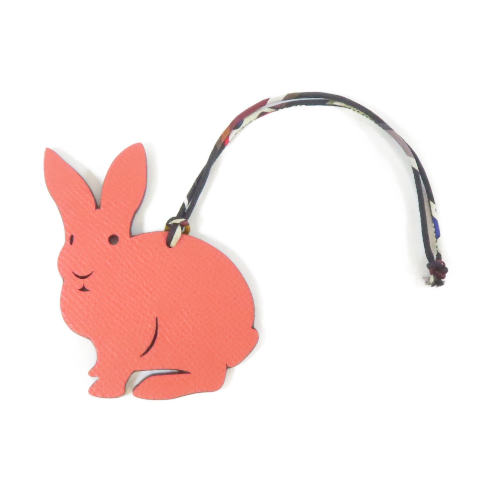 HERMES Epsom皮革Charm Rabbie 小飾物粉紅色