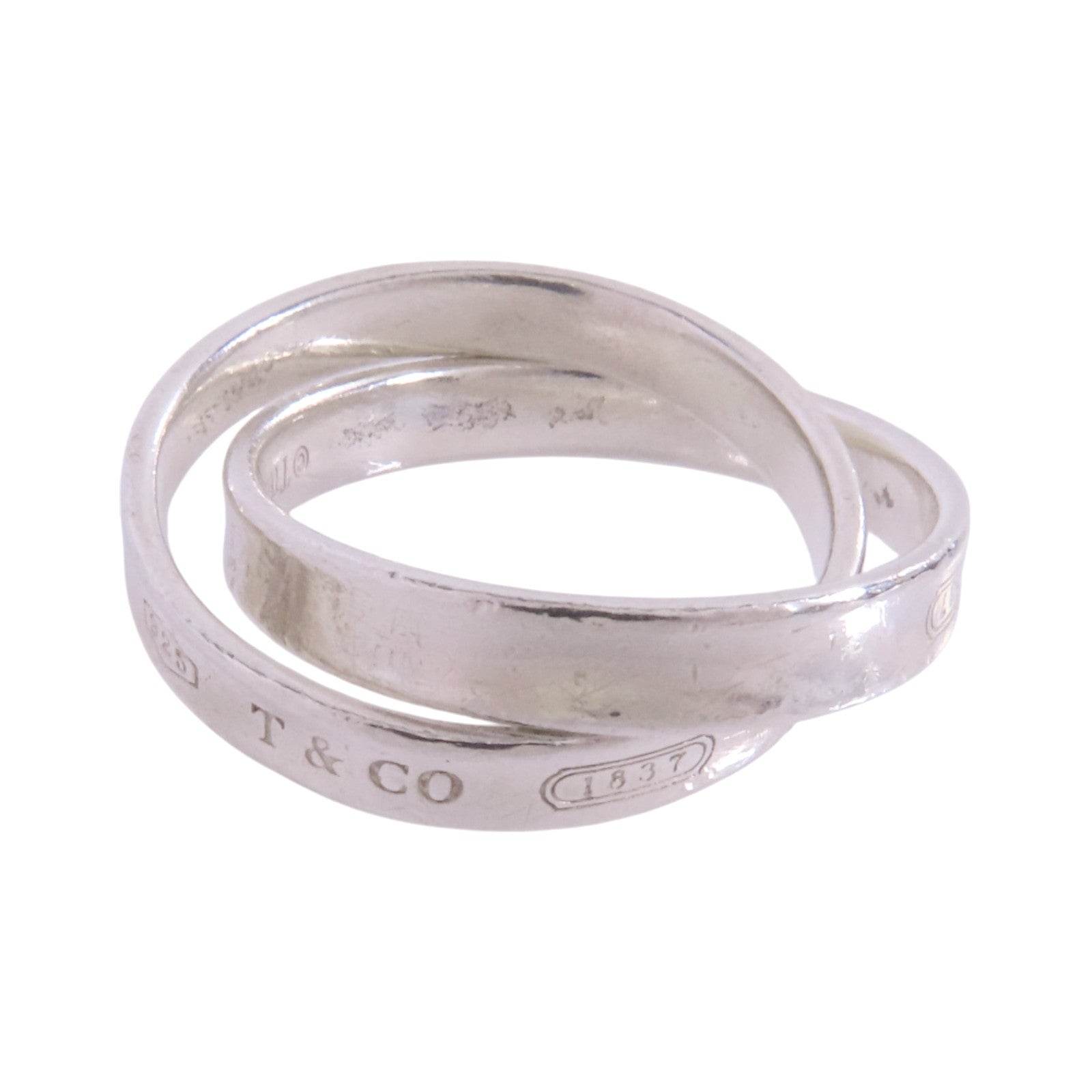 TIFFANY＆CO 925純銀1837 Double Silver Ring戒指US#7.5