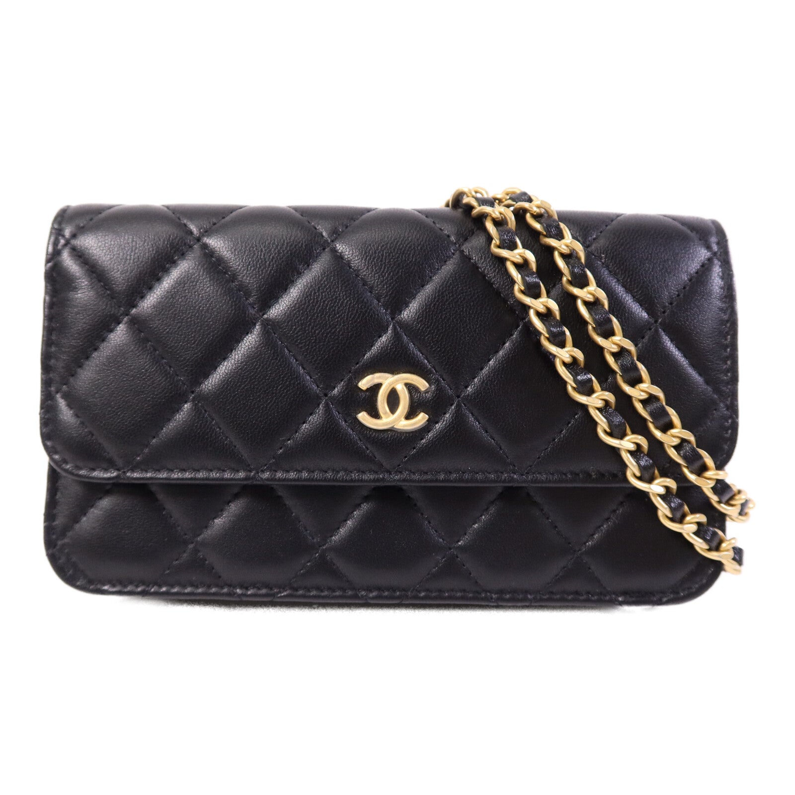 CHANEL 【激減優惠】羊皮皮革WOC Wallet On Chain金扣鏈帶肩背袋