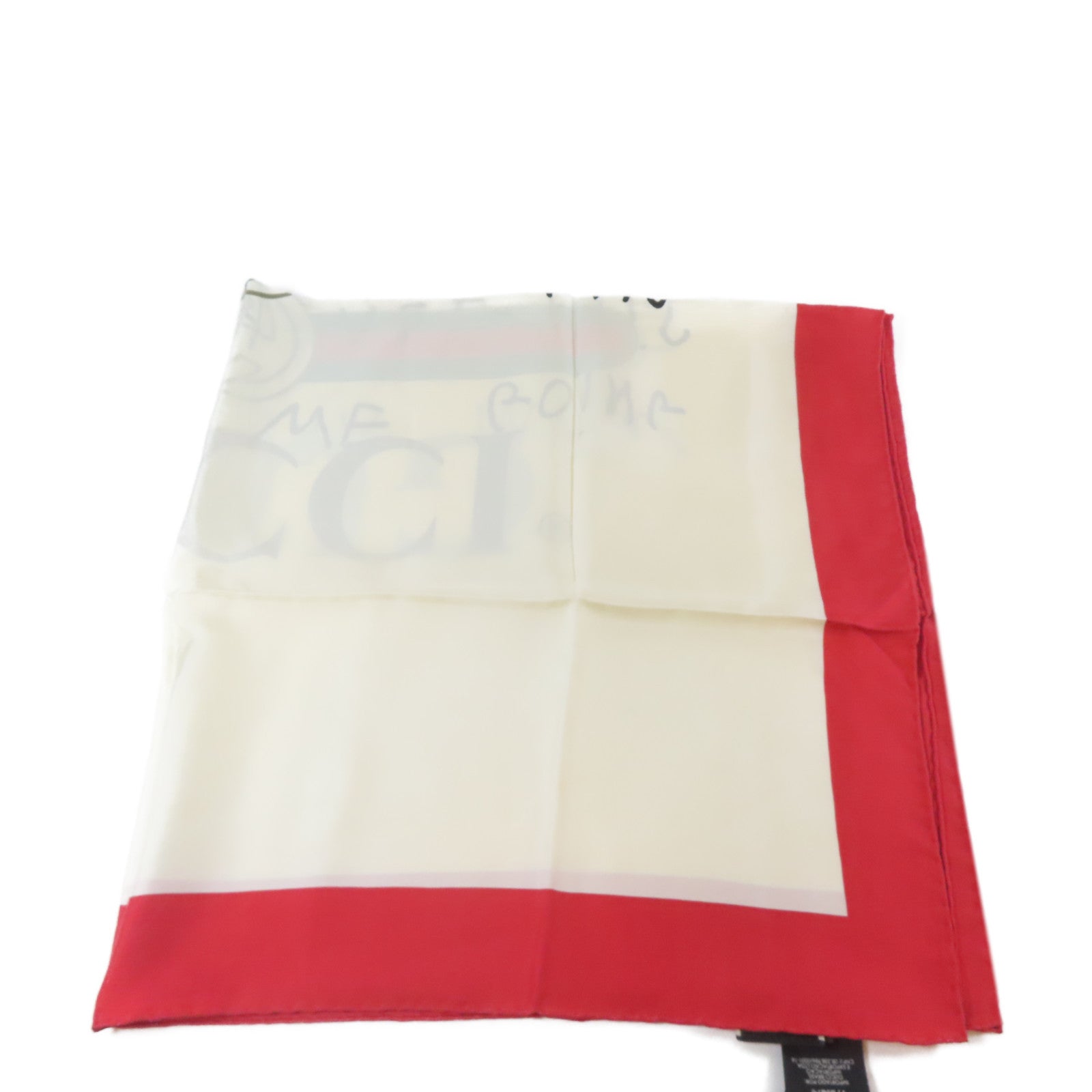 GUCCI 絲質Scarf絲巾白色/紅色