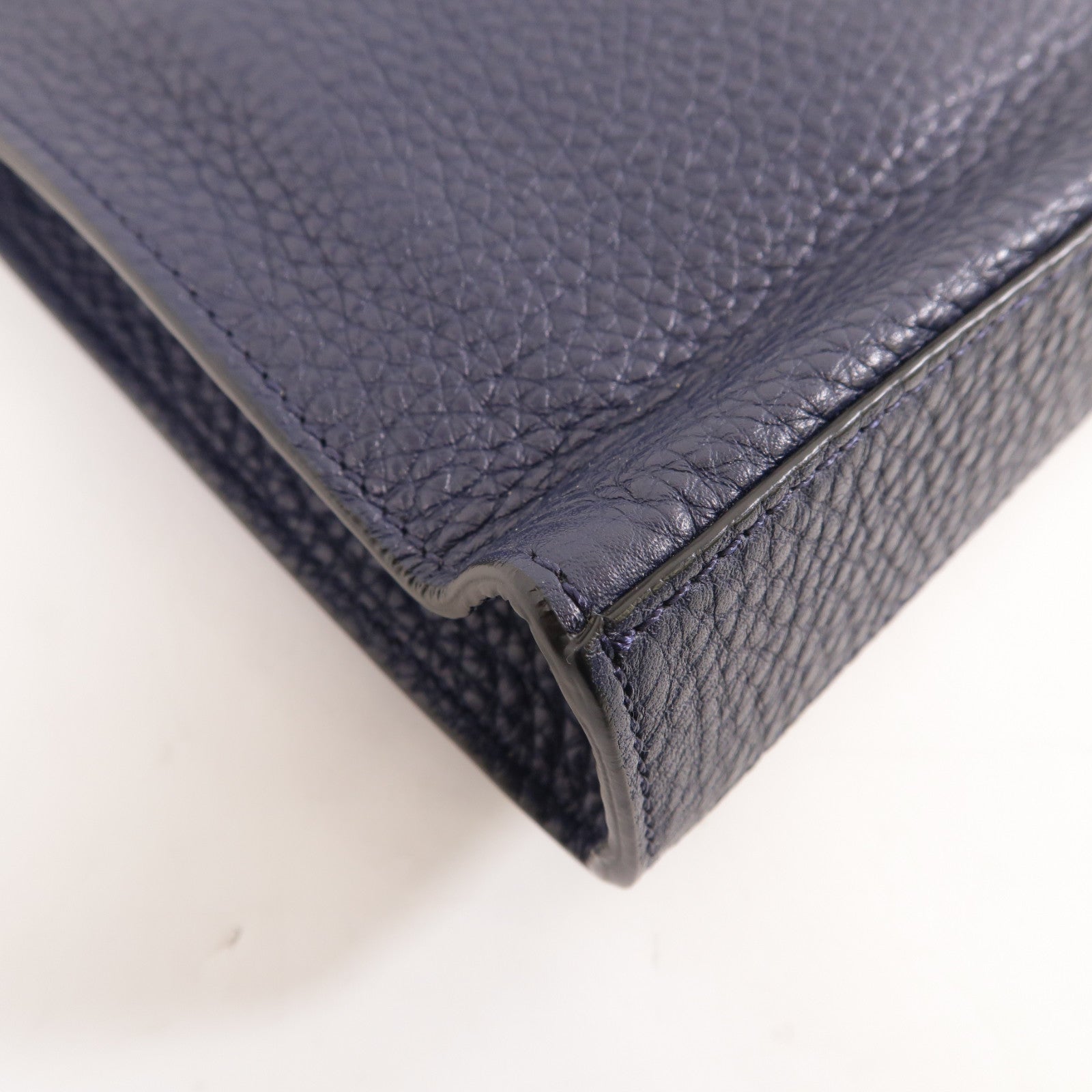 FENDI 牛皮皮革Clutch Bag銀扣手拿包深藍色/白色