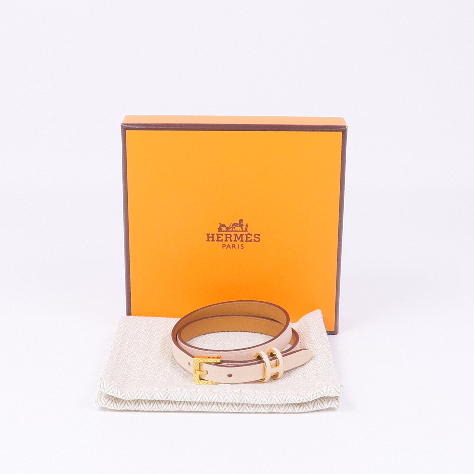 HERMES Swift皮革Pop H Double Tour金扣手帶Rose Eglantine