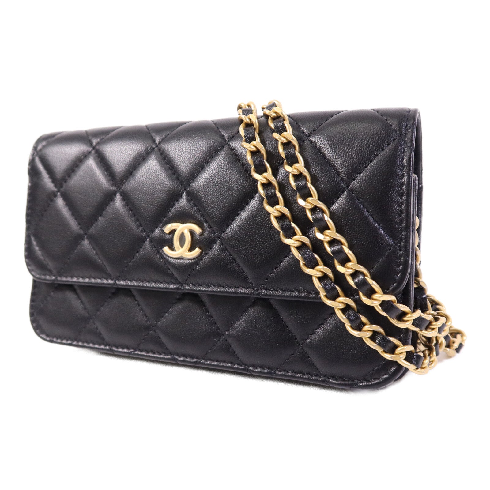 CHANEL 【激減優惠】羊皮皮革WOC Wallet On Chain金扣鏈帶肩背袋