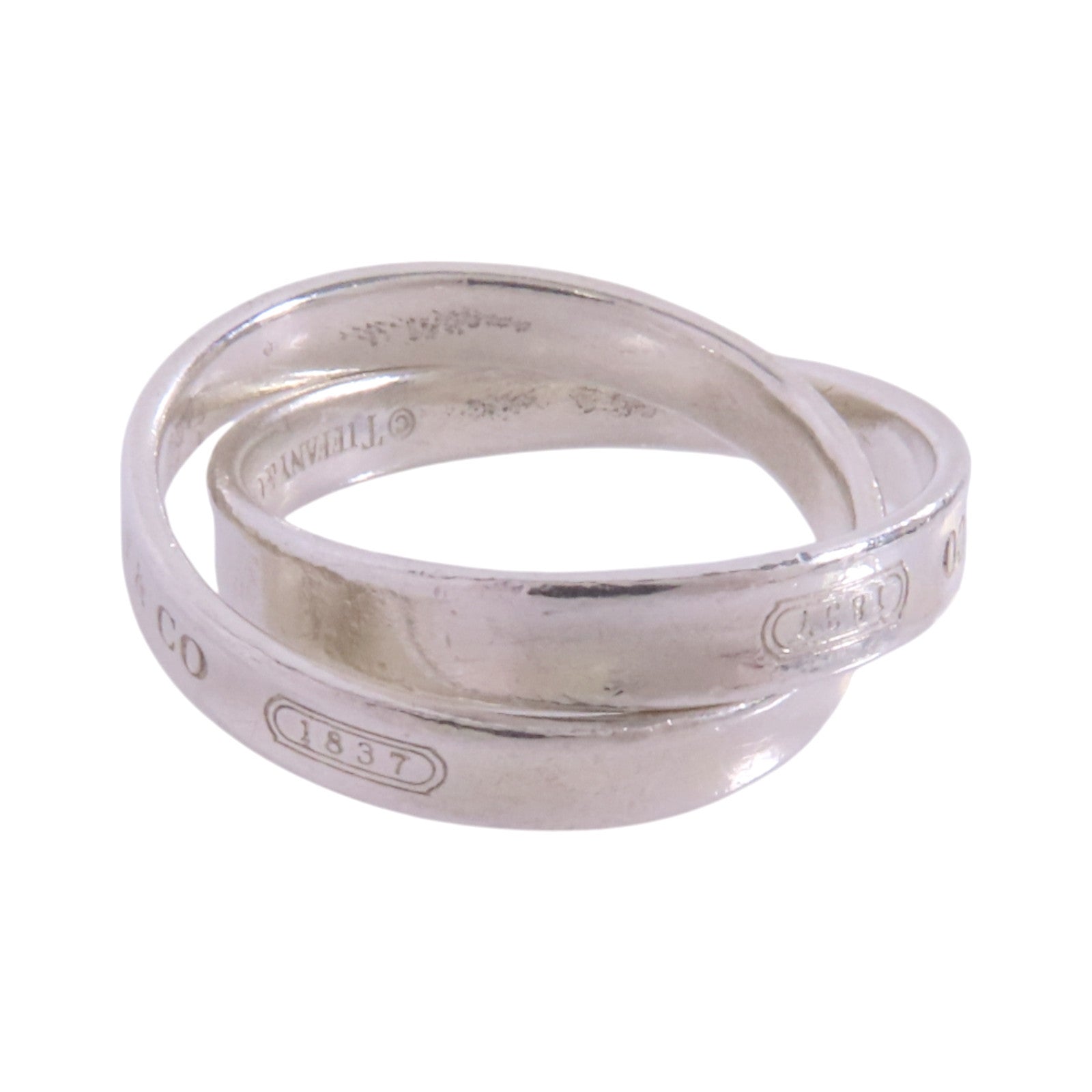 TIFFANY＆CO 925純銀1837 Double Silver Ring戒指US#7.5