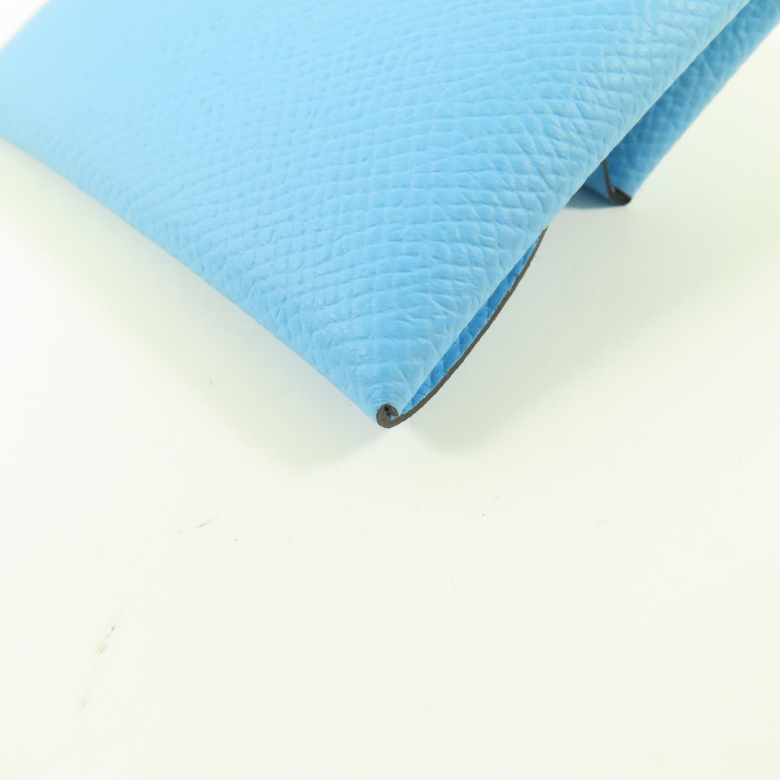 HERMES Epsom皮革Bastia銀扣零錢包Celeste