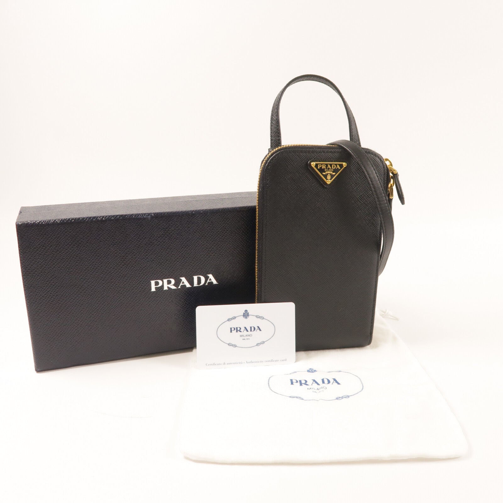 PRADA 牛皮皮革Phone Bag金扣手挽肩背兩用袋