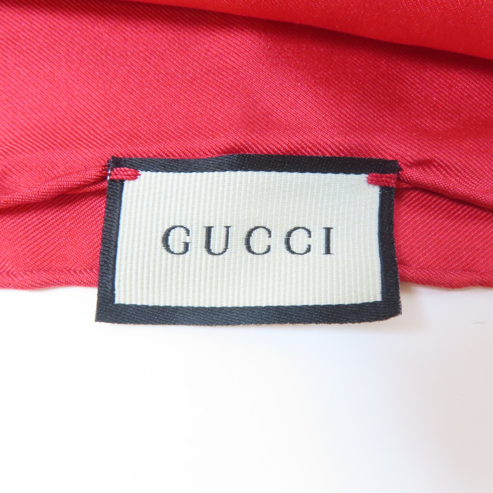 GUCCI 絲質Scarf絲巾白色/紅色