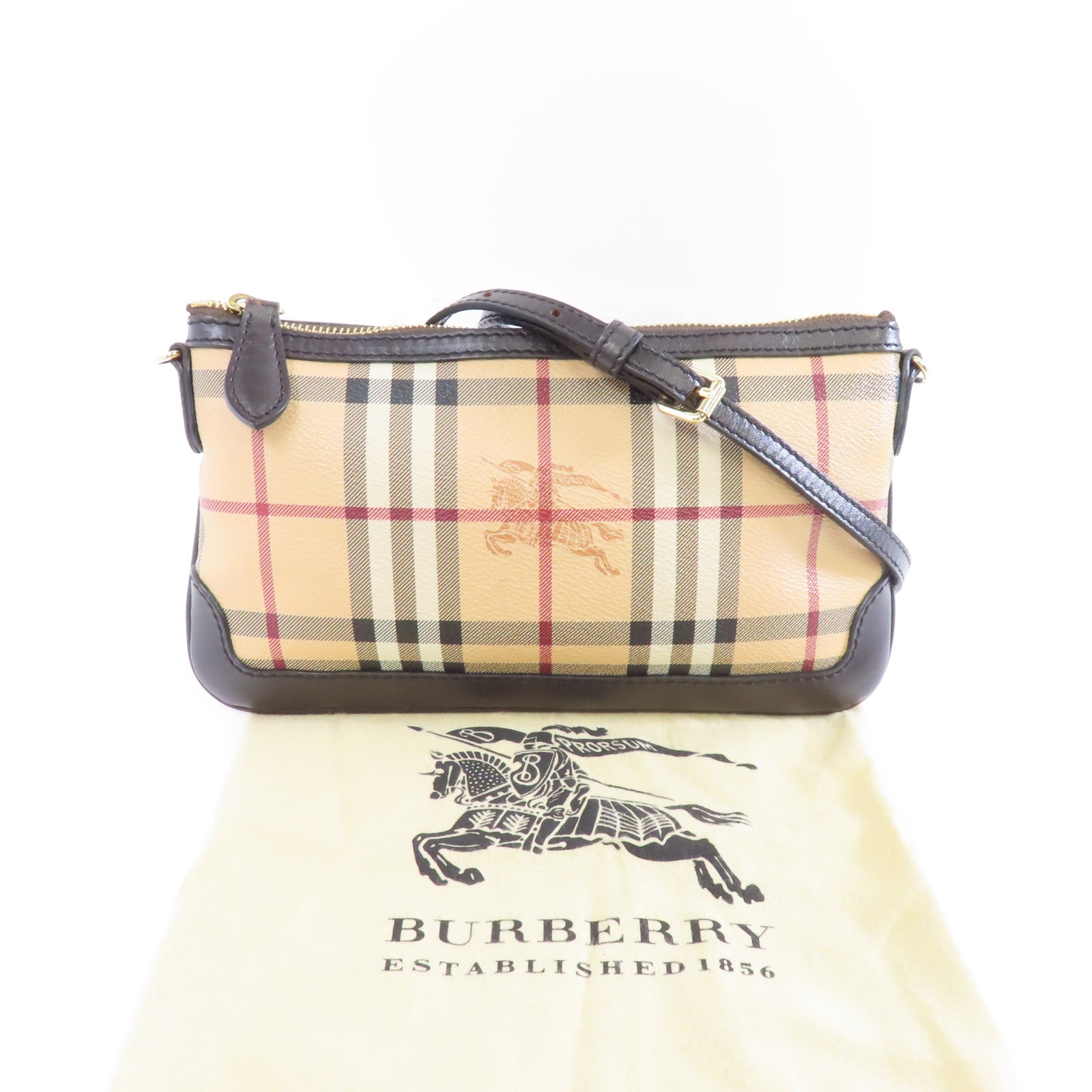 BURBERRY 塗層帆布Shoulder Bag金扣肩背袋啡色