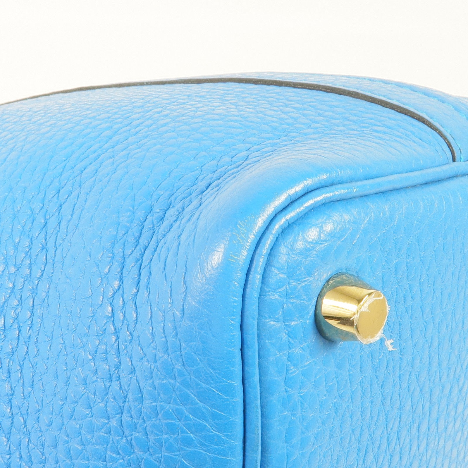 HERMES Clemence皮革Picotin PM金扣手挽袋 Bleu Zanzibar