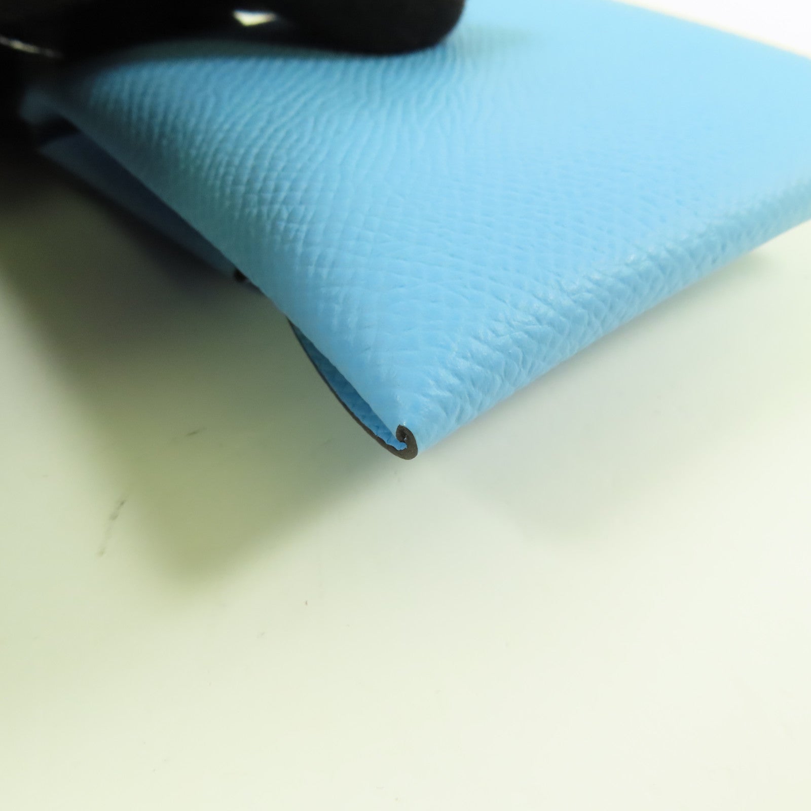 HERMES 【激減優惠】Epsom皮革Bastia銀扣零錢包Celeste