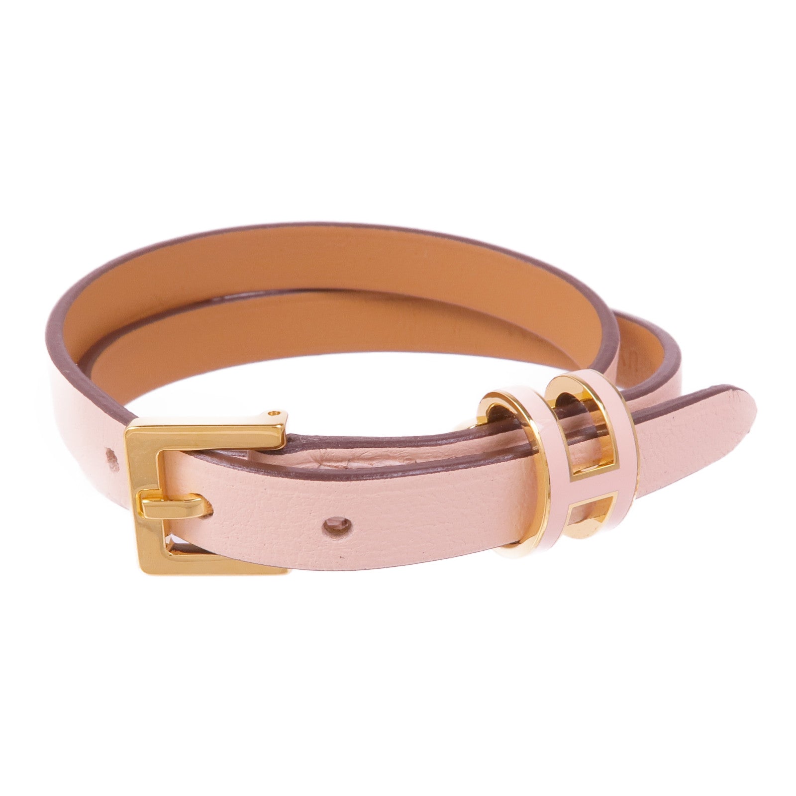 HERMES Swift皮革Pop H Double Tour金扣手帶Rose Eglantine