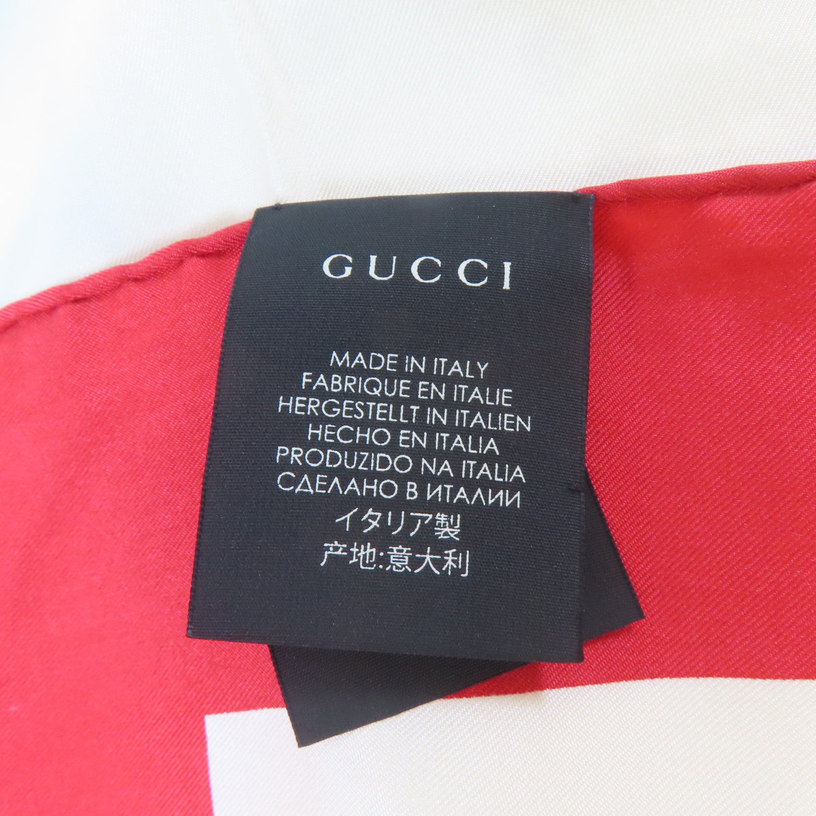 GUCCI 絲質Scarf絲巾白色/紅色