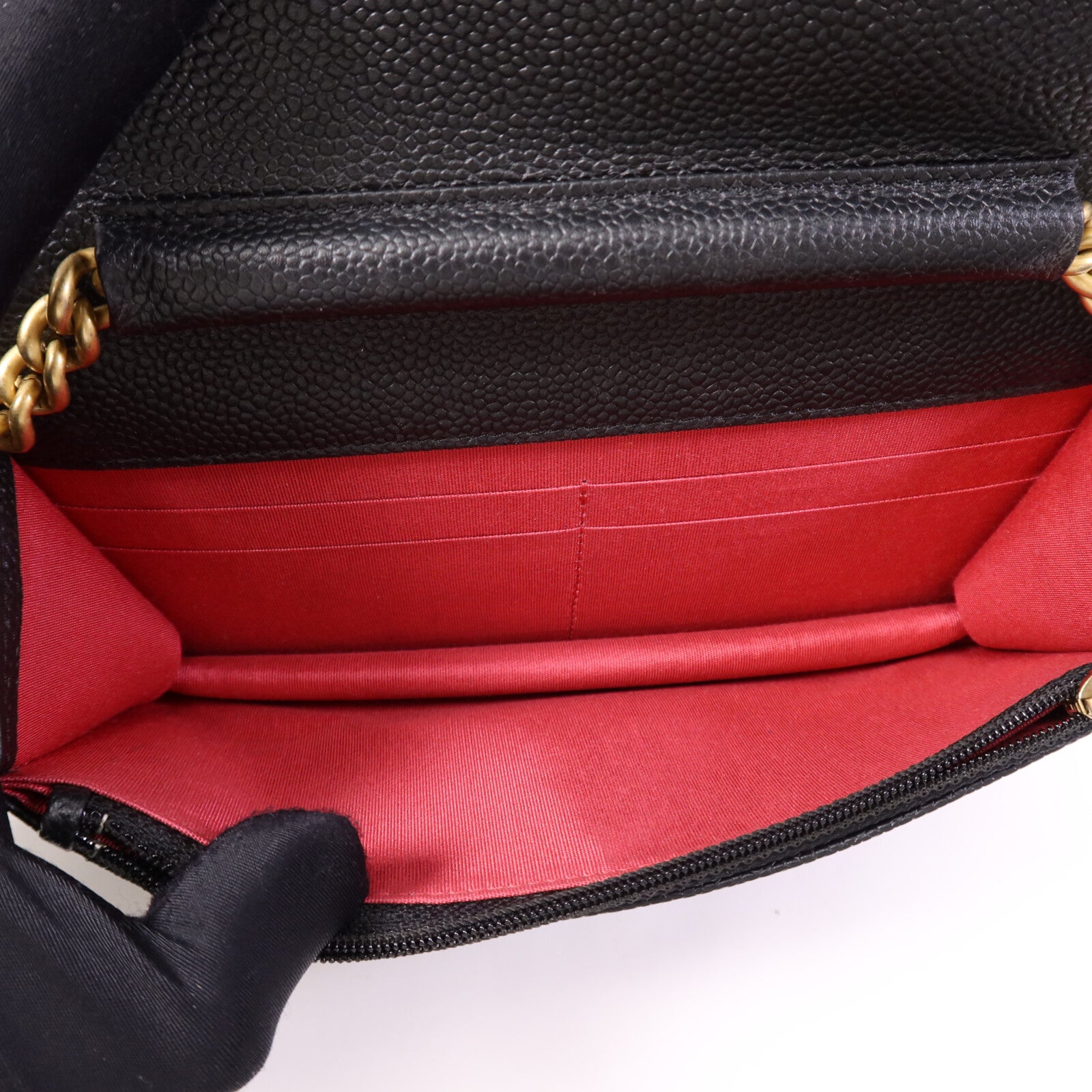 CHANEL 牛皮皮革Chain Shoulder Bag金扣鏈帶肩背袋