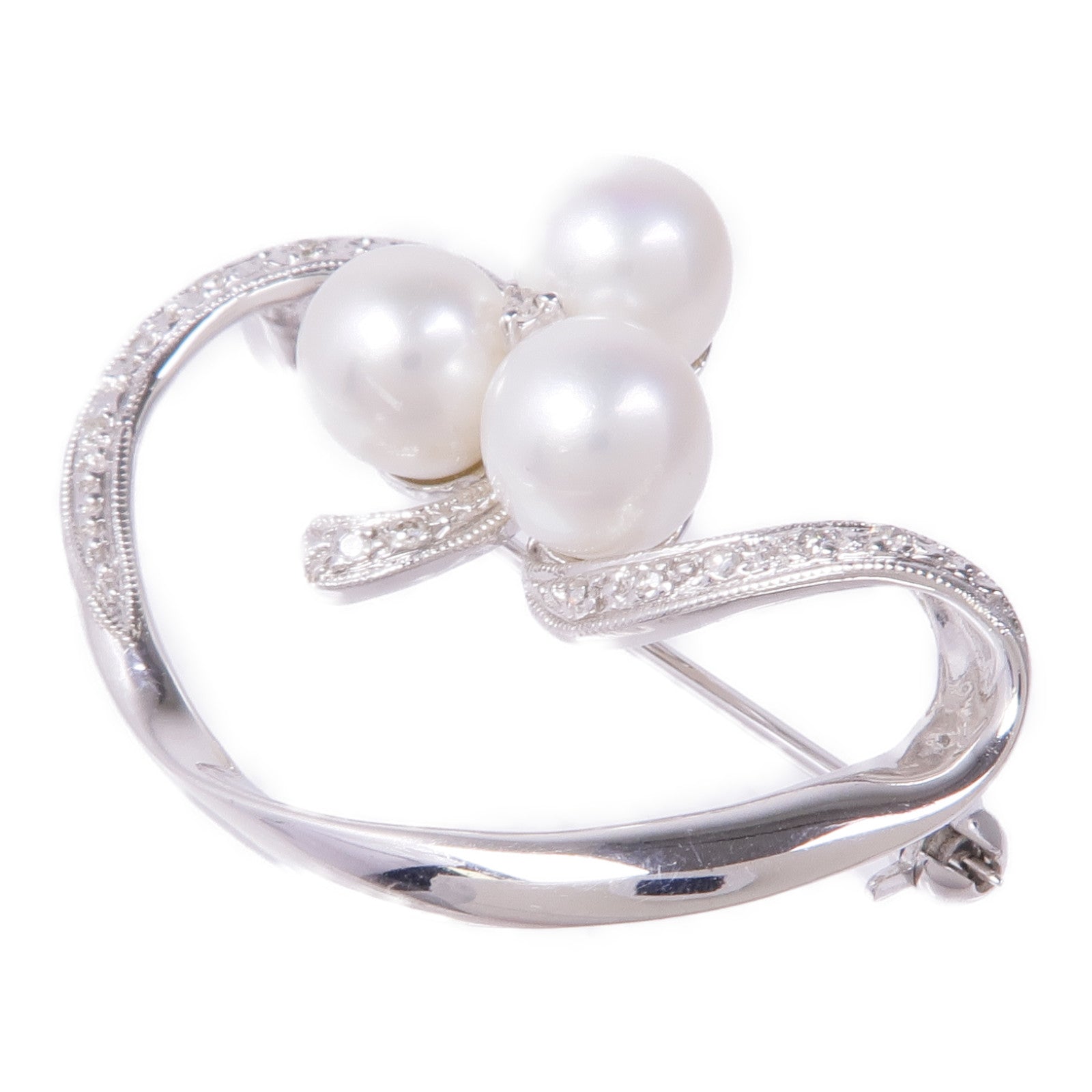 JEWELRY 14K白金Pearl Diamond Brooach鑽石胸針