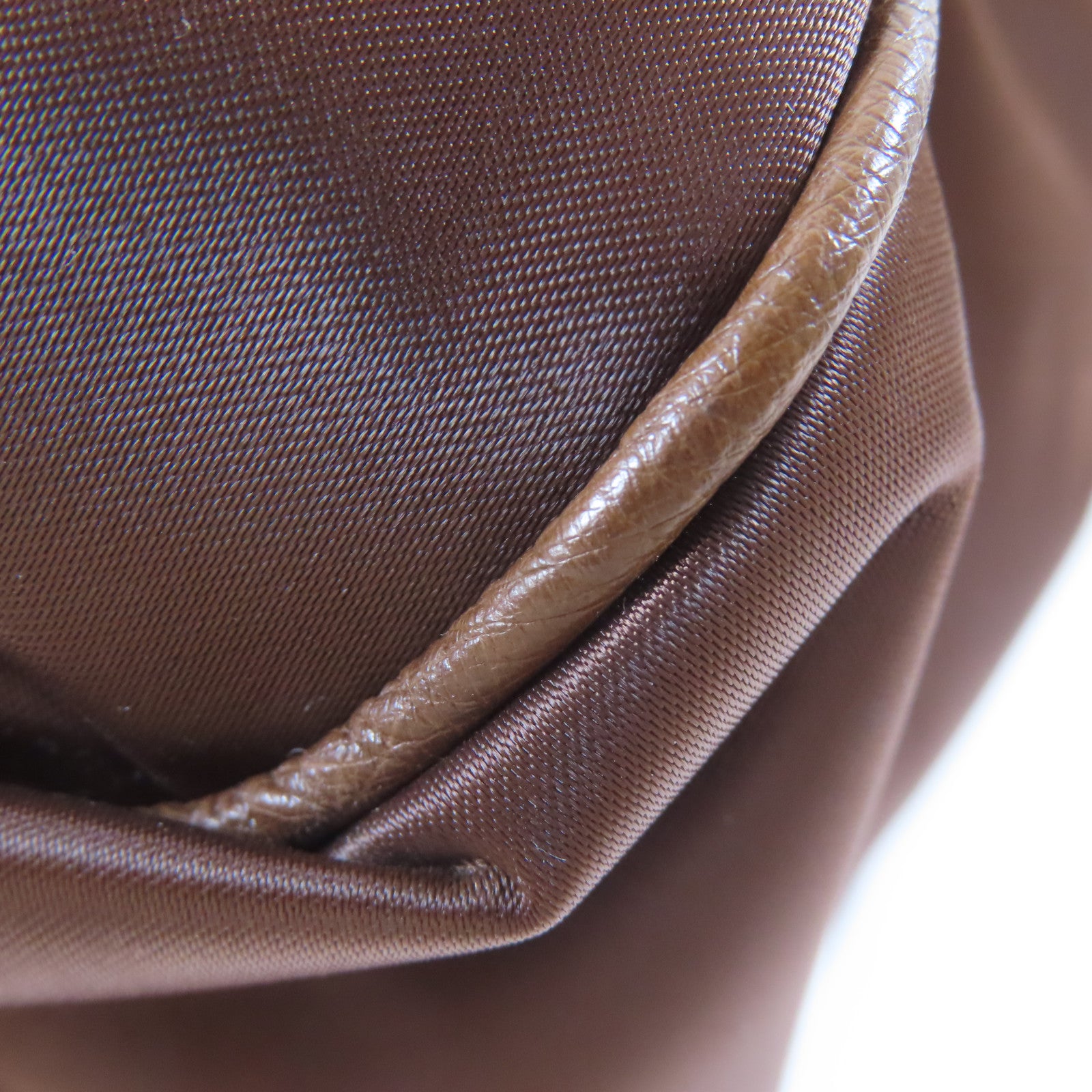 SELECTION 鴕鳥皮革/尼龍Kwanpen Shoulder Bag銀扣肩背袋棕色