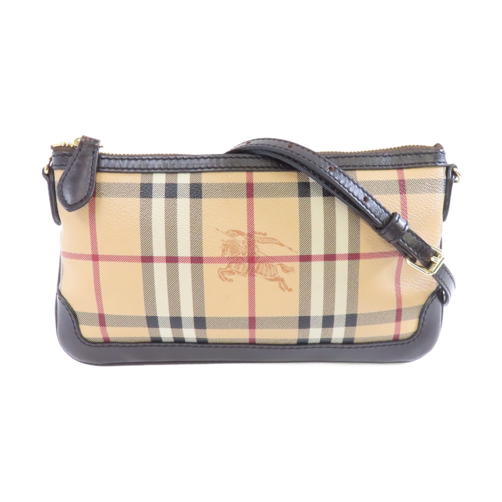 BURBERRY 塗層帆布Shoulder Bag金扣肩背袋啡色