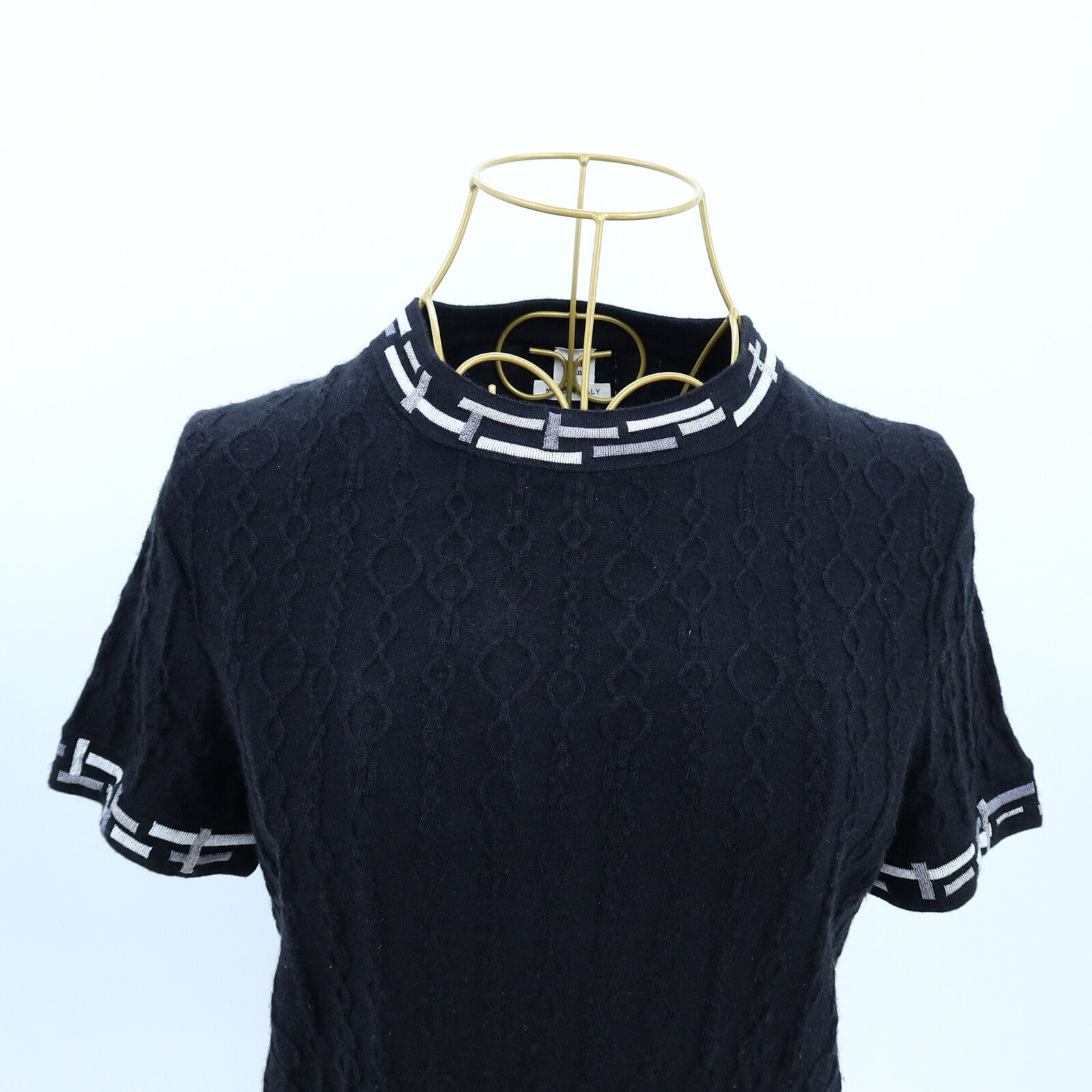 HERMES Cashmere/Silk Knit Short-Sleeve Top針織