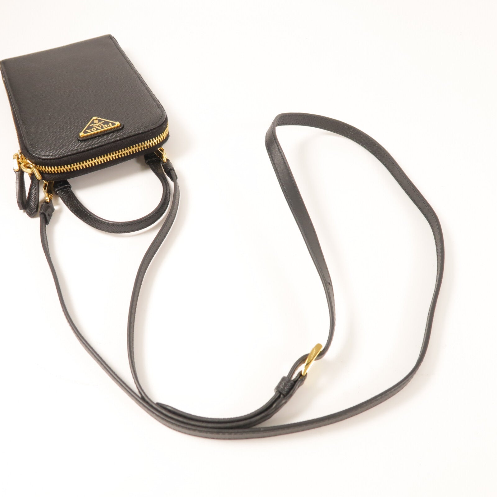 PRADA 牛皮皮革Phone Bag金扣手挽肩背兩用袋