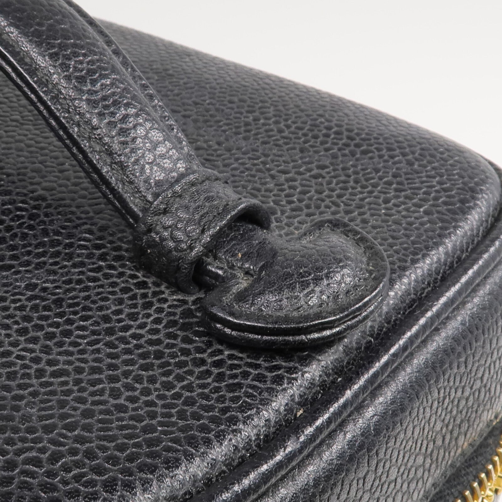 CHANEL 牛皮皮革Vintage Vanity Case金扣鏈帶手挽肩背兩用袋