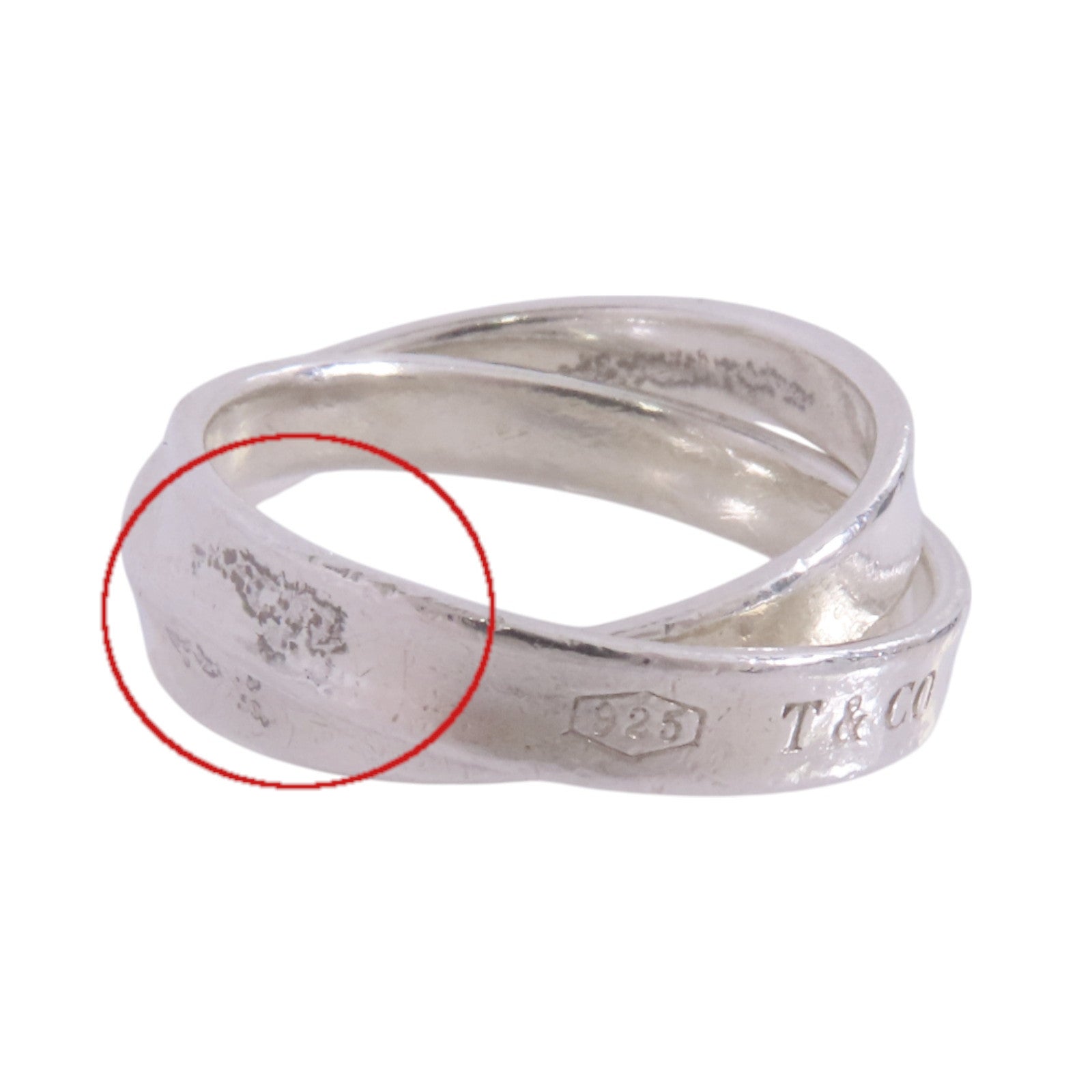 TIFFANY＆CO 925純銀1837 Double Silver Ring戒指US#7.5