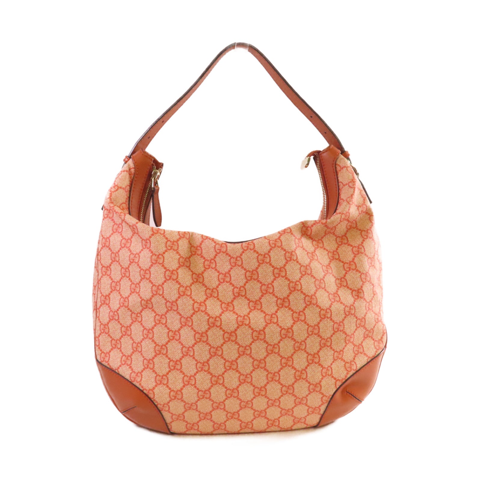 GUCCI 【激減優惠】塗層帆布Shoulder Bag金扣肩背袋橙色