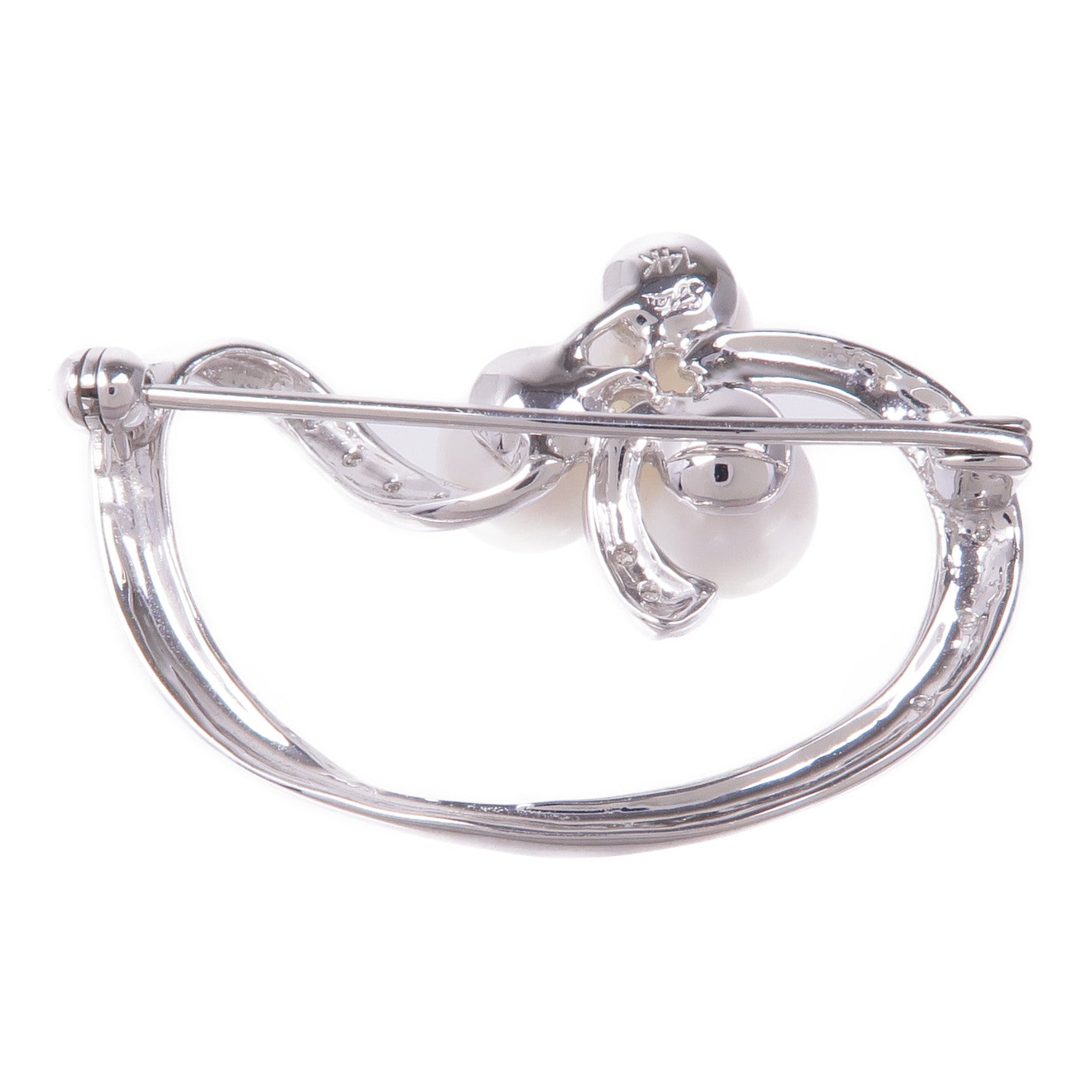 JEWELRY 14K白金Pearl Diamond Brooach鑽石胸針