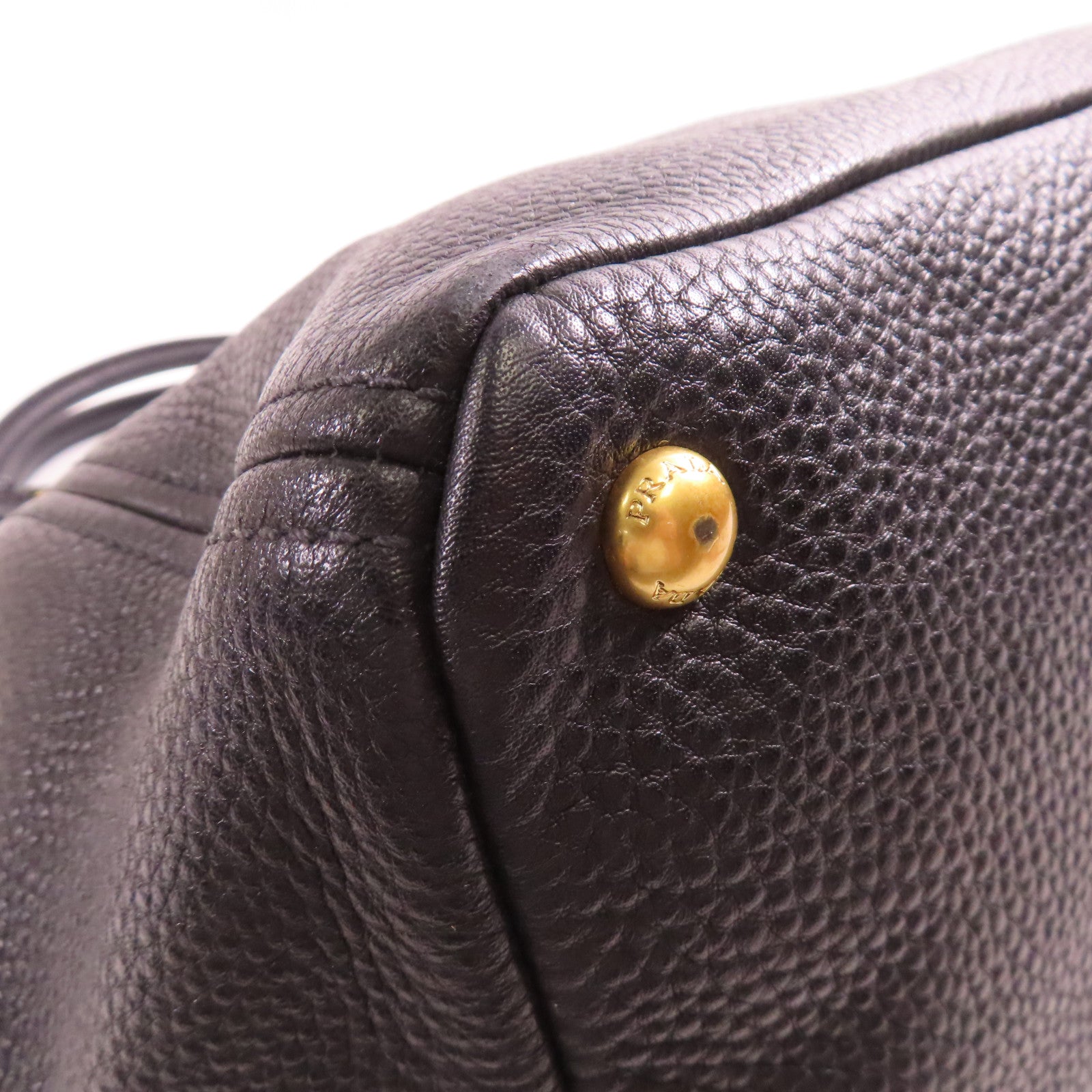 PRADA GHW Handbag Shoulder Bag Calfskin Leather Black