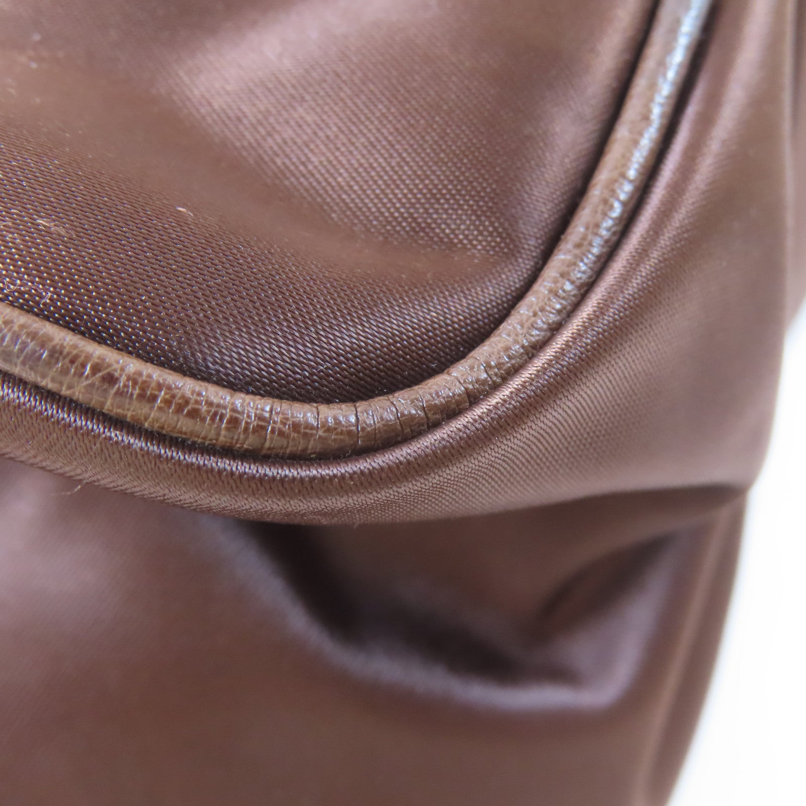 SELECTION 鴕鳥皮革/尼龍Kwanpen Shoulder Bag銀扣肩背袋棕色