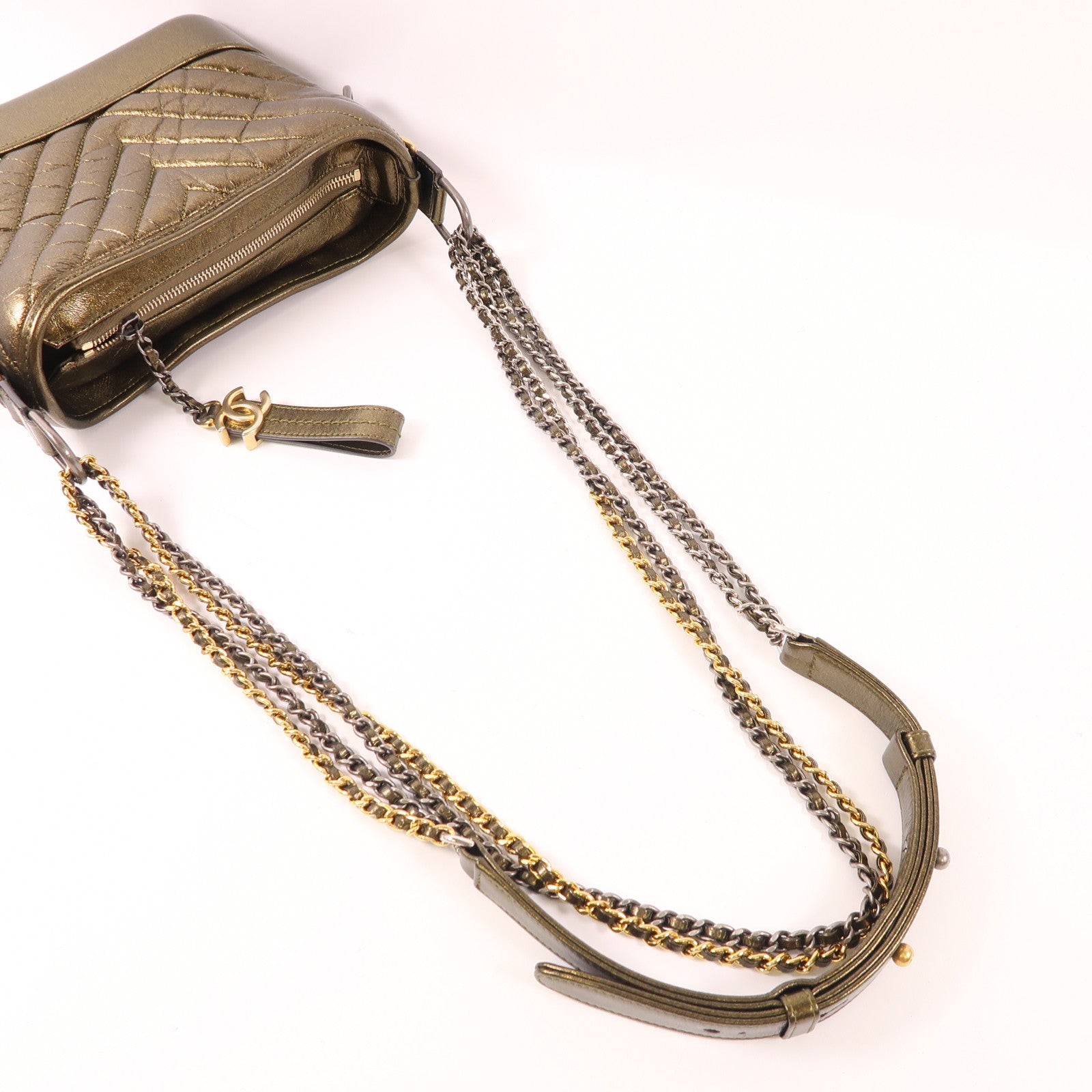 CHANEL 牛皮皮革Gabrielle Small鏈帶肩背袋