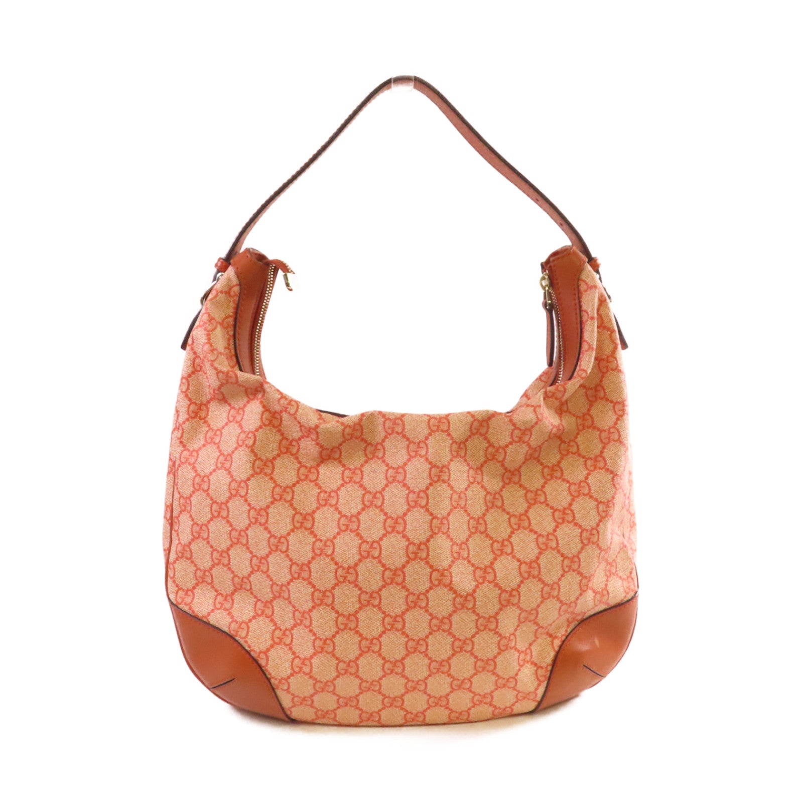 GUCCI 【激減優惠】塗層帆布Shoulder Bag金扣肩背袋橙色