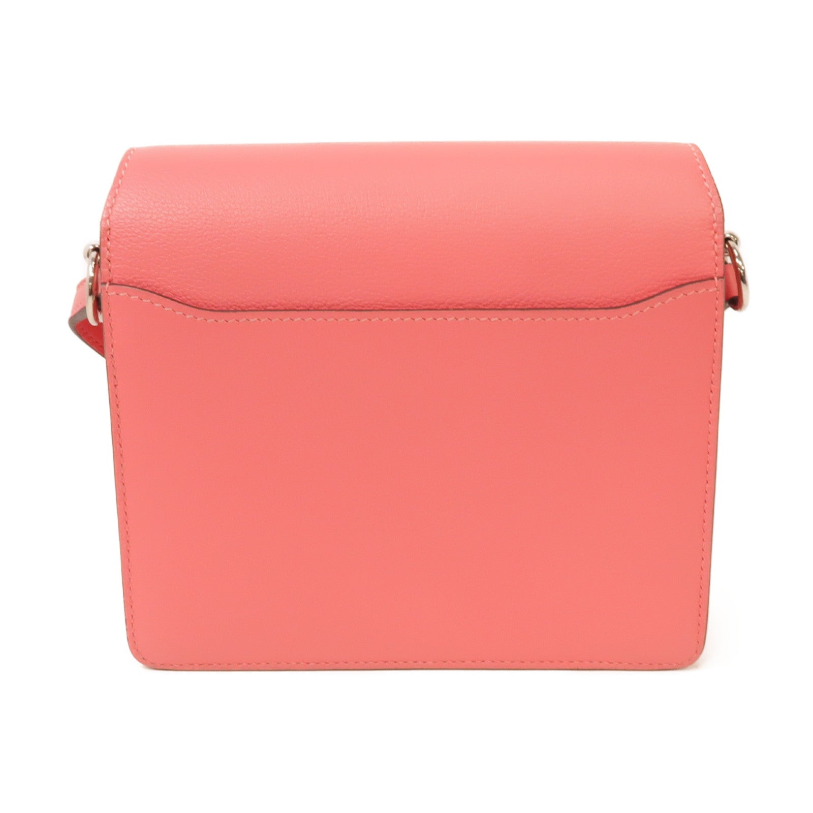 HERMES Evercolor皮革Mini Roulis銀扣肩背袋Rose Azalee/粉紅色