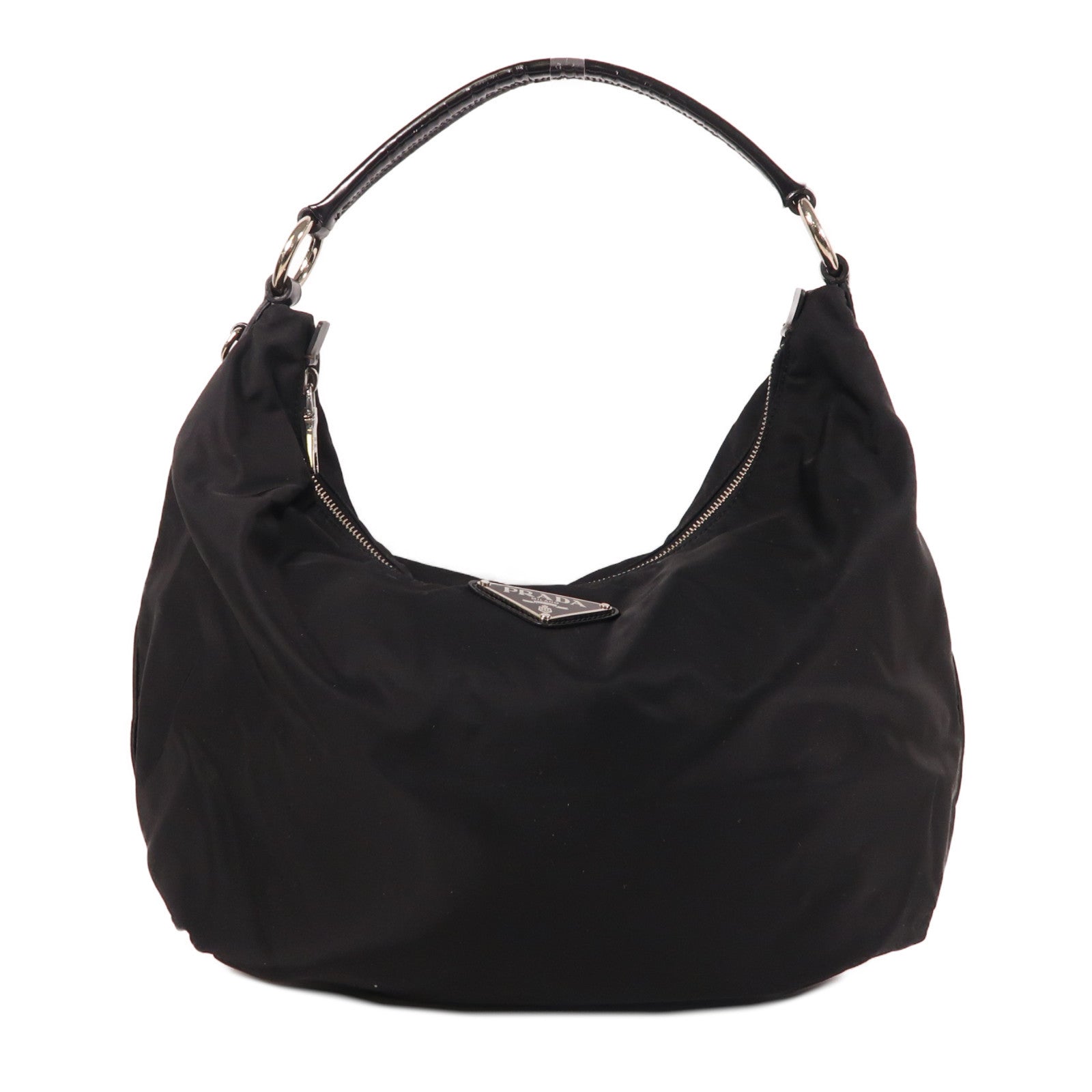 PRADA 尼龍Shoulder Bag銀扣肩背袋黑色