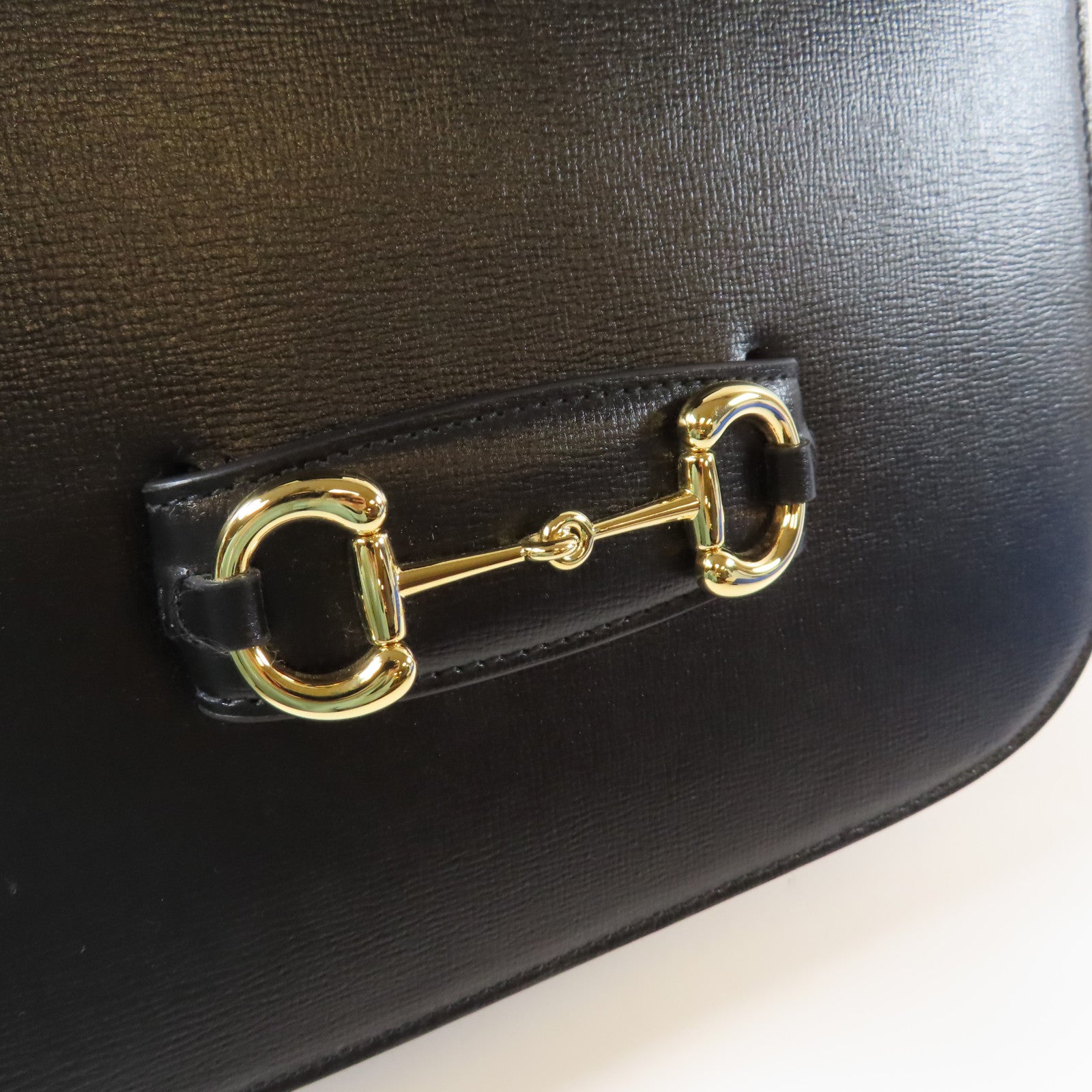 GUCCI 【激減優惠】牛皮皮革Horsebit 1955金扣肩背袋黑色