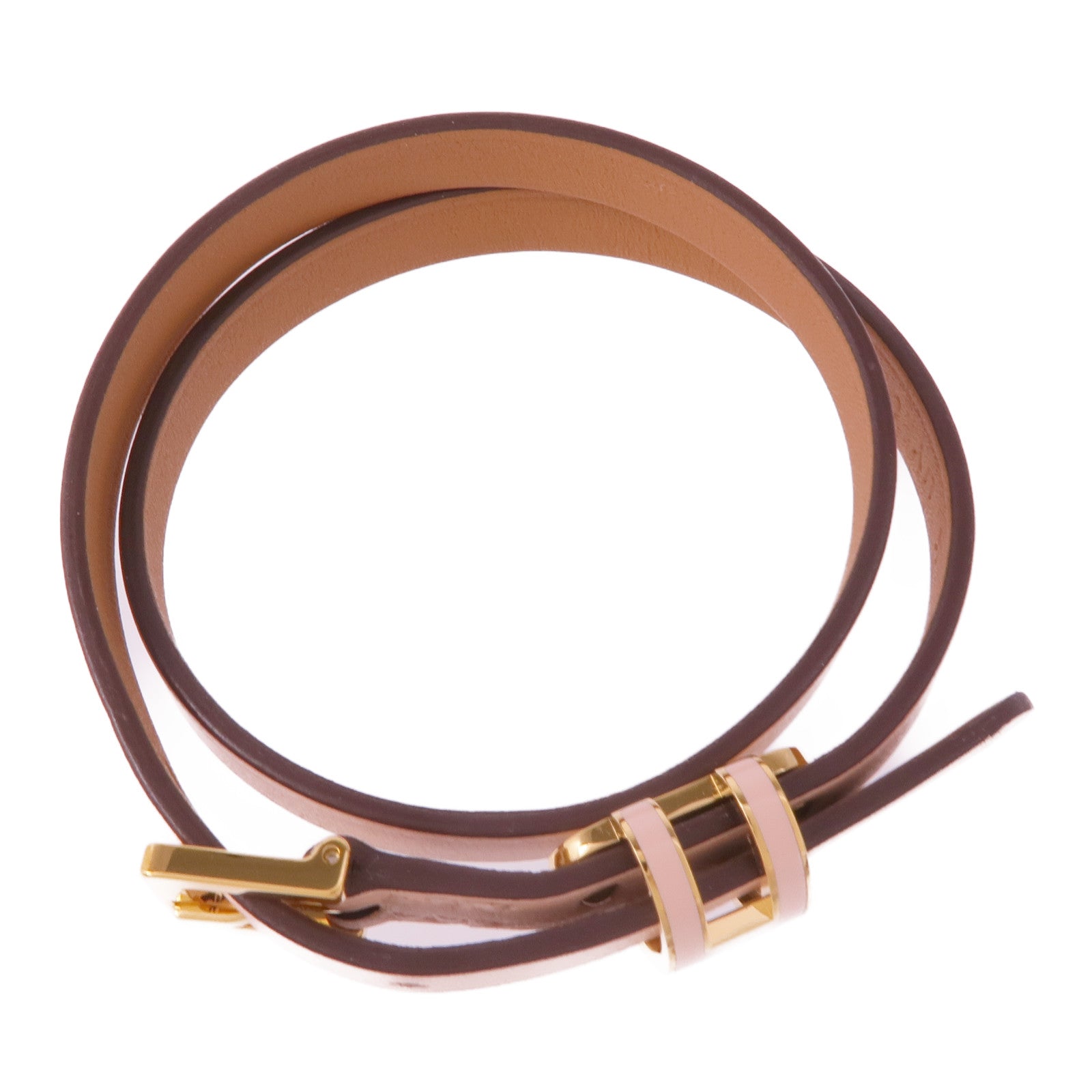 HERMES Swift皮革Pop H Double Tour金扣手帶Rose Eglantine