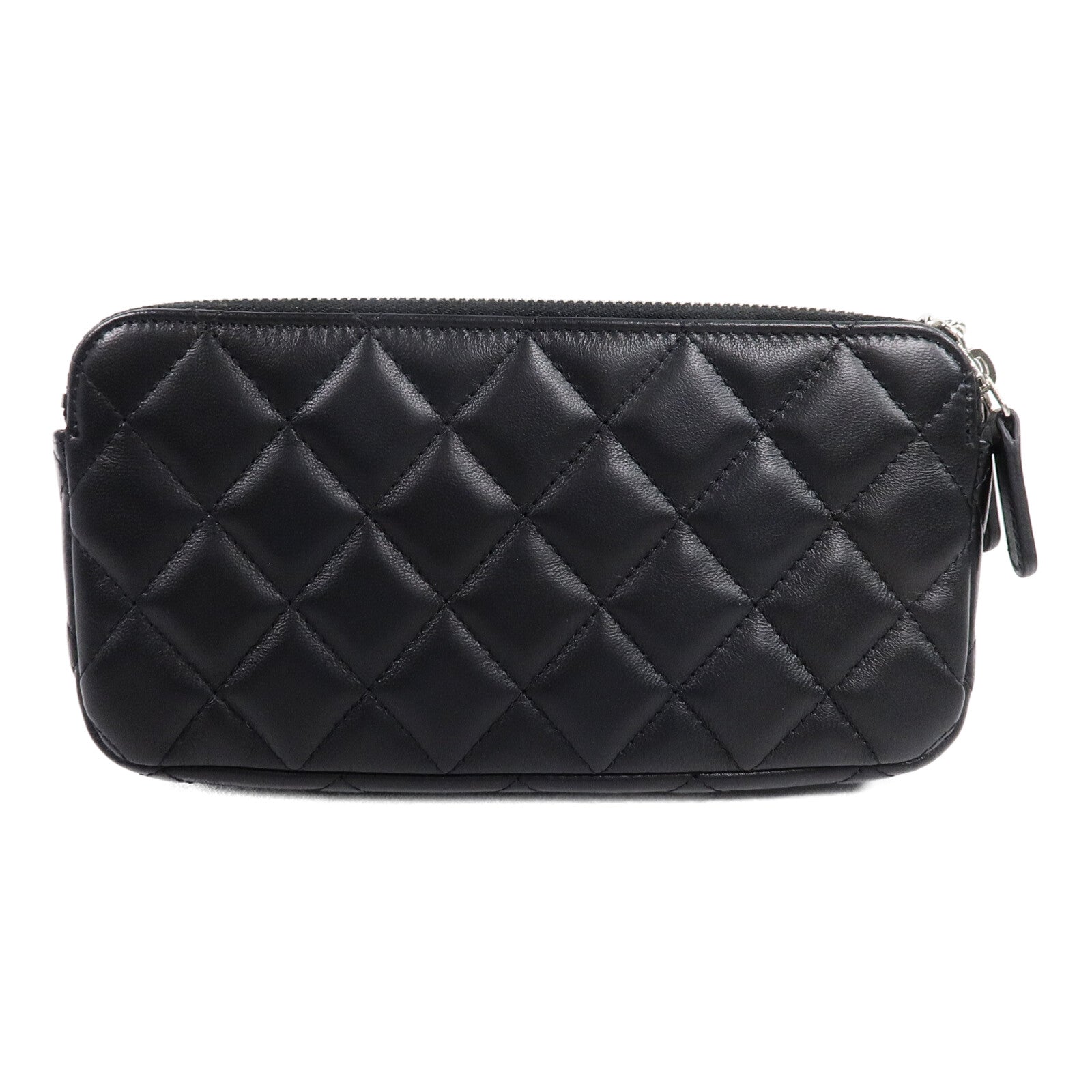 CHANEL 羊皮皮革Classic Double Zip Cluth鏈帶肩背袋