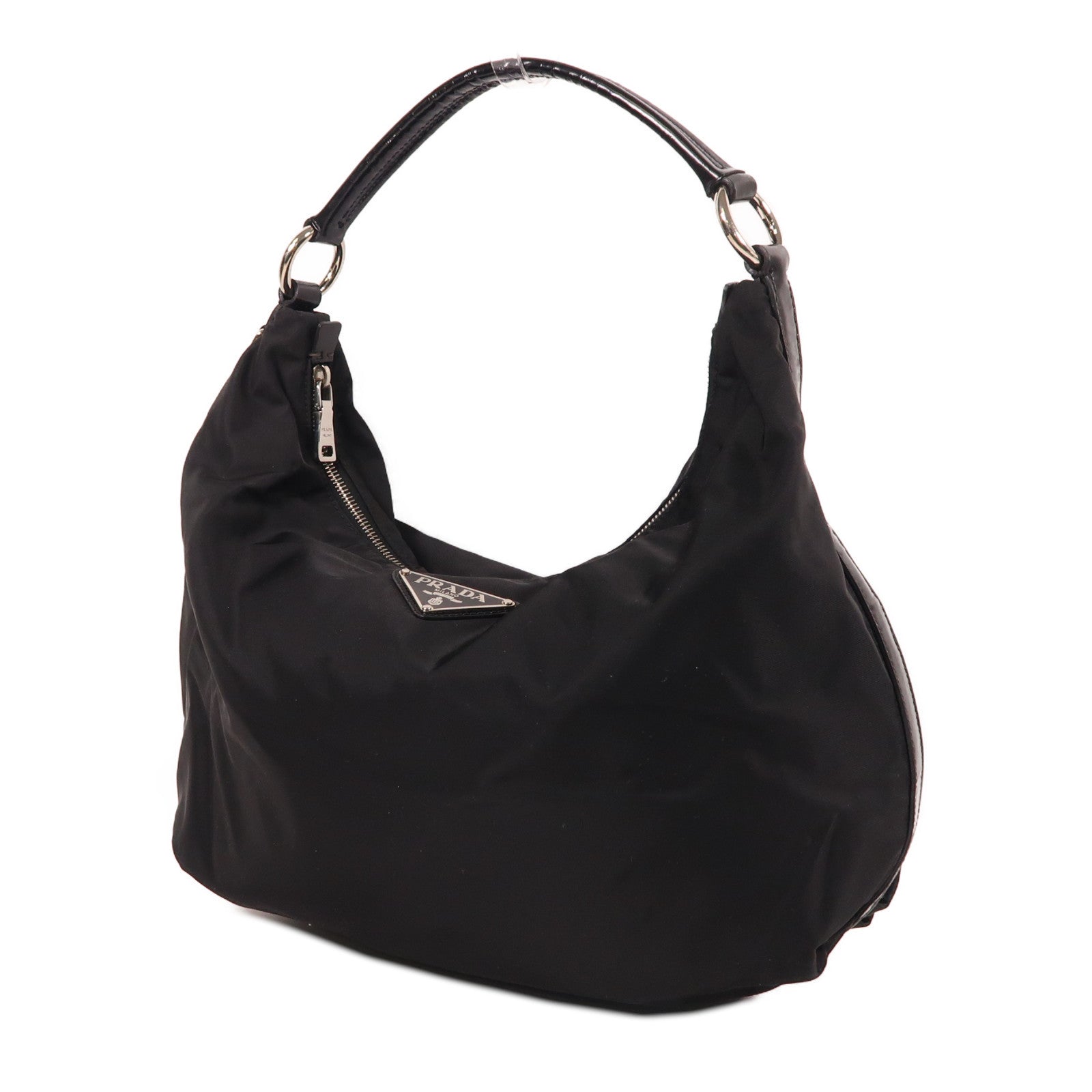 PRADA 尼龍Shoulder Bag銀扣肩背袋黑色