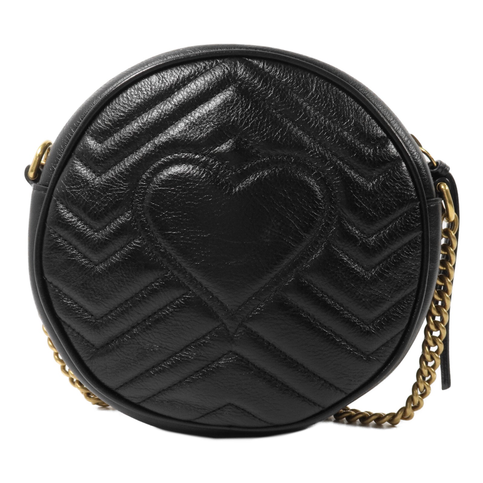 GUCCI 牛皮皮革GG Marmont Round Bag鏈帶肩背袋