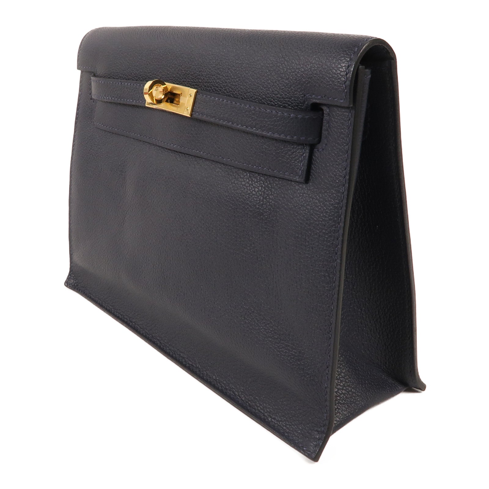 HERMES Evercolor皮革Kelly Danse金扣肩背袋2Z Bleu Nuit