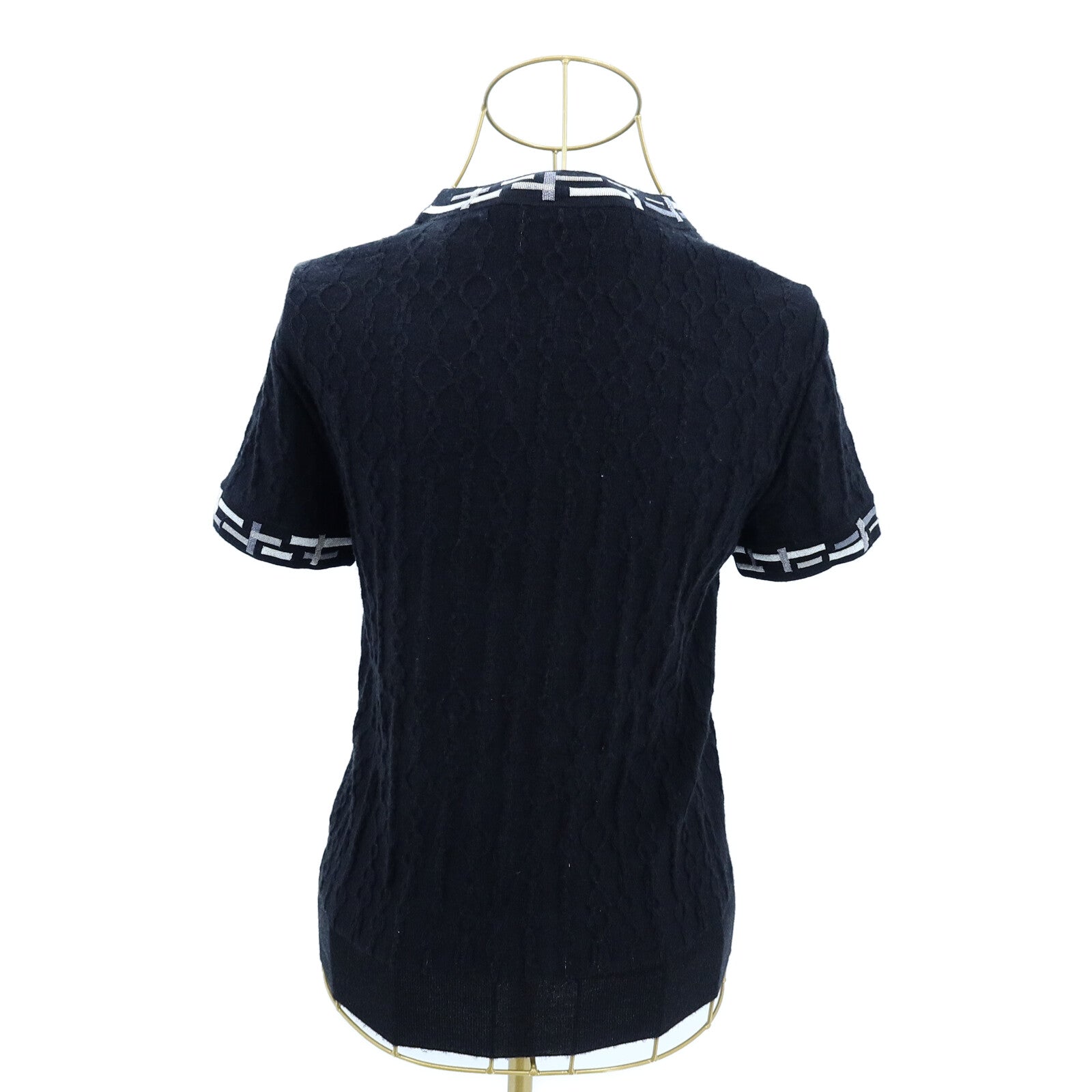 HERMES Cashmere/Silk Knit Short-Sleeve Top針織