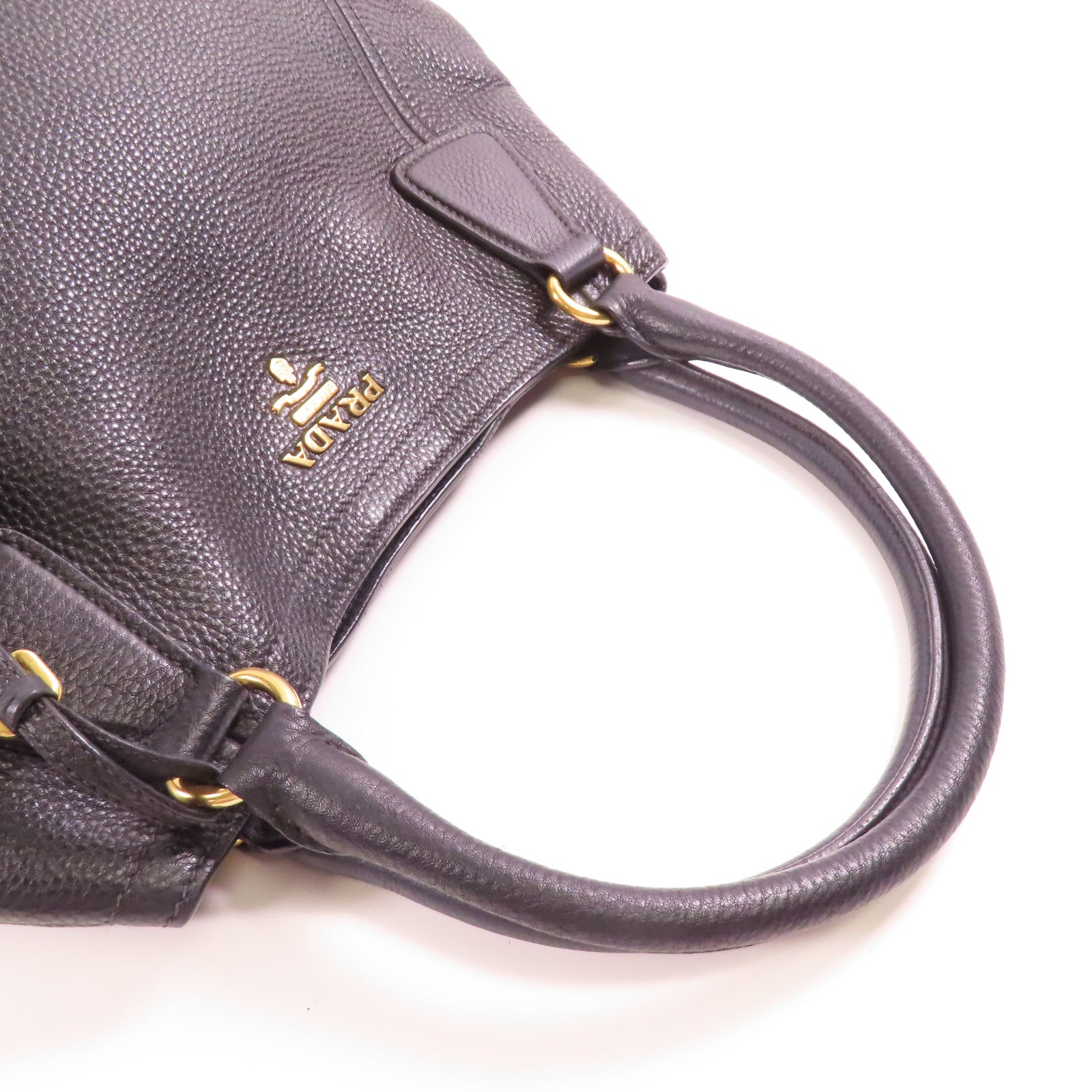 PRADA 牛皮皮革Handbag/Shoulder Bag金扣肩背袋/手挽袋