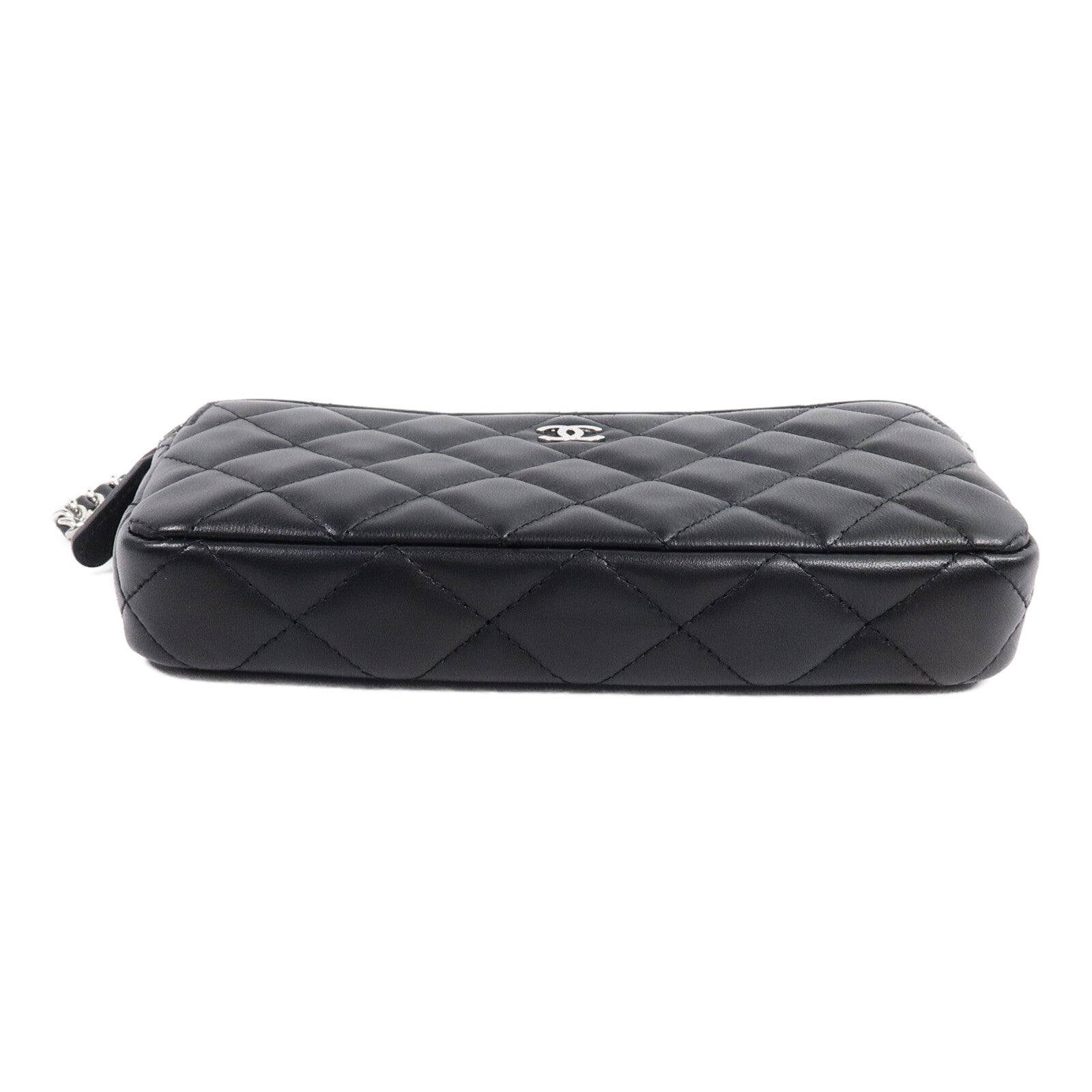 CHANEL 羊皮皮革Classic Double Zip Cluth鏈帶肩背袋
