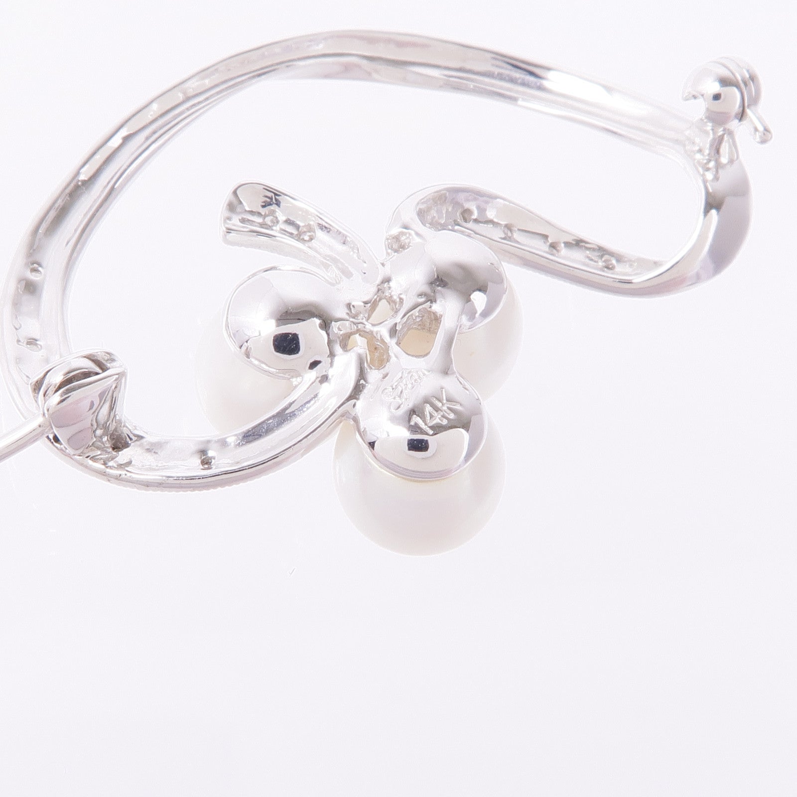 JEWELRY 14K白金Pearl Diamond Brooach鑽石胸針