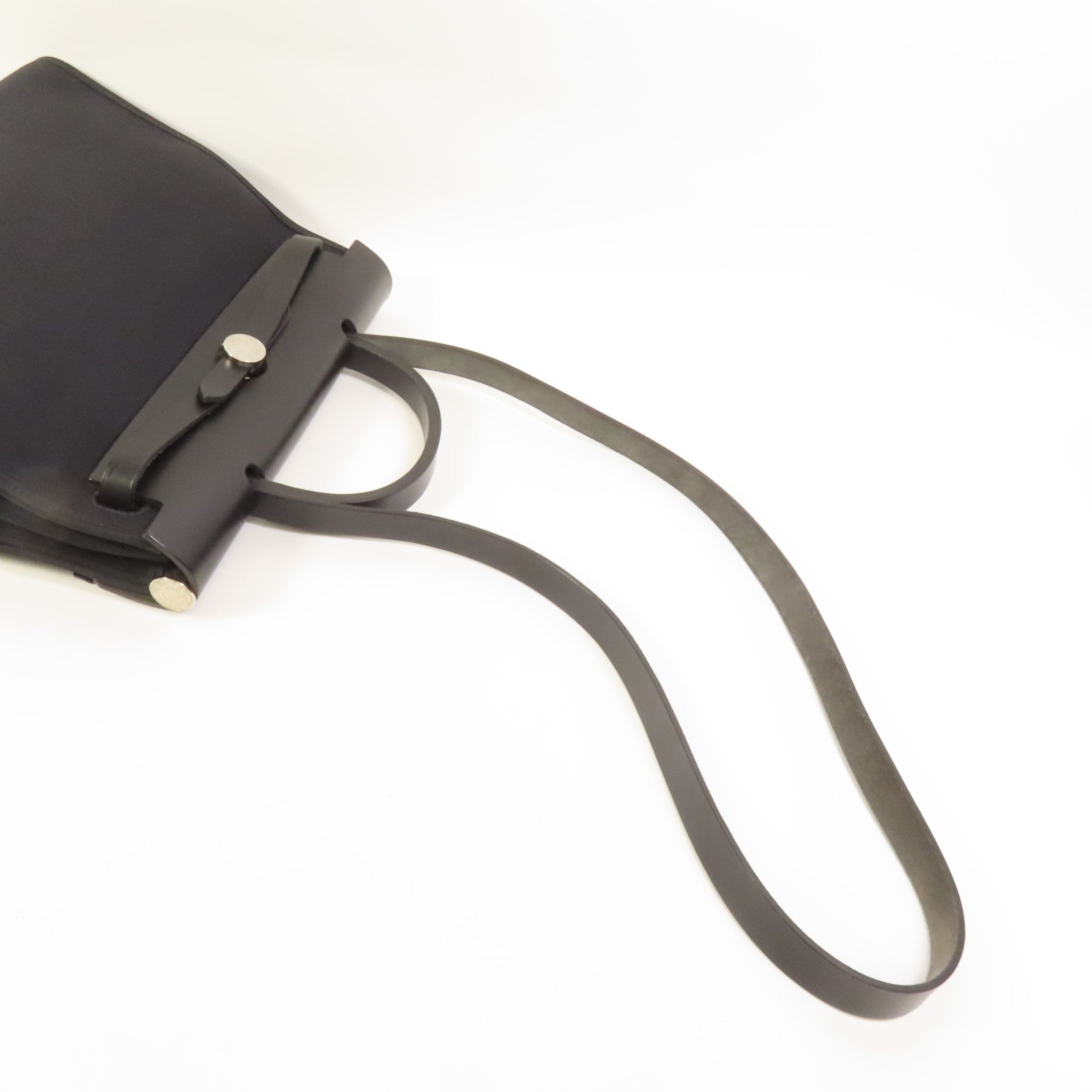 HERMES 帆布Herbag PM銀扣手挽肩背兩用袋Noir