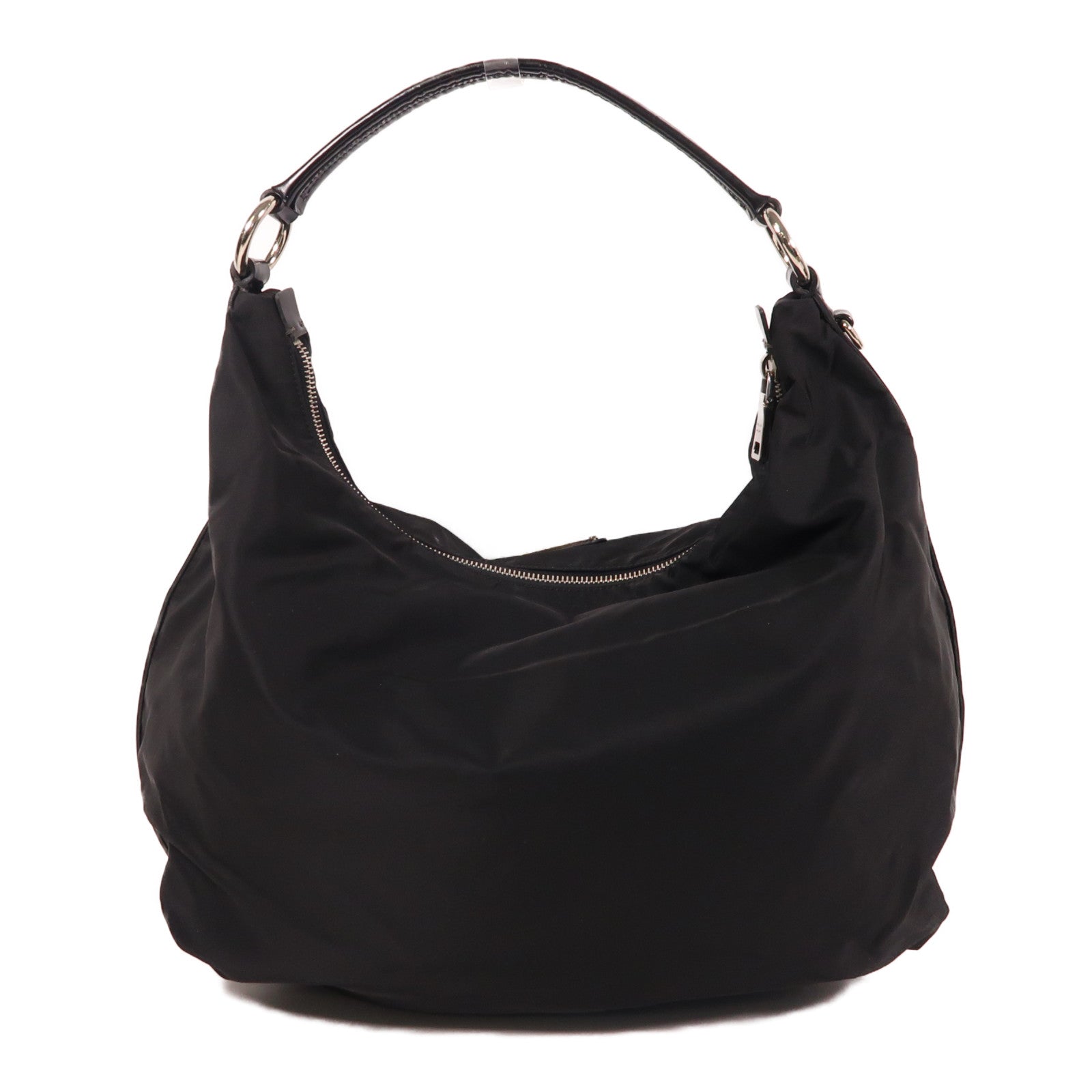 PRADA 尼龍Shoulder Bag銀扣肩背袋黑色