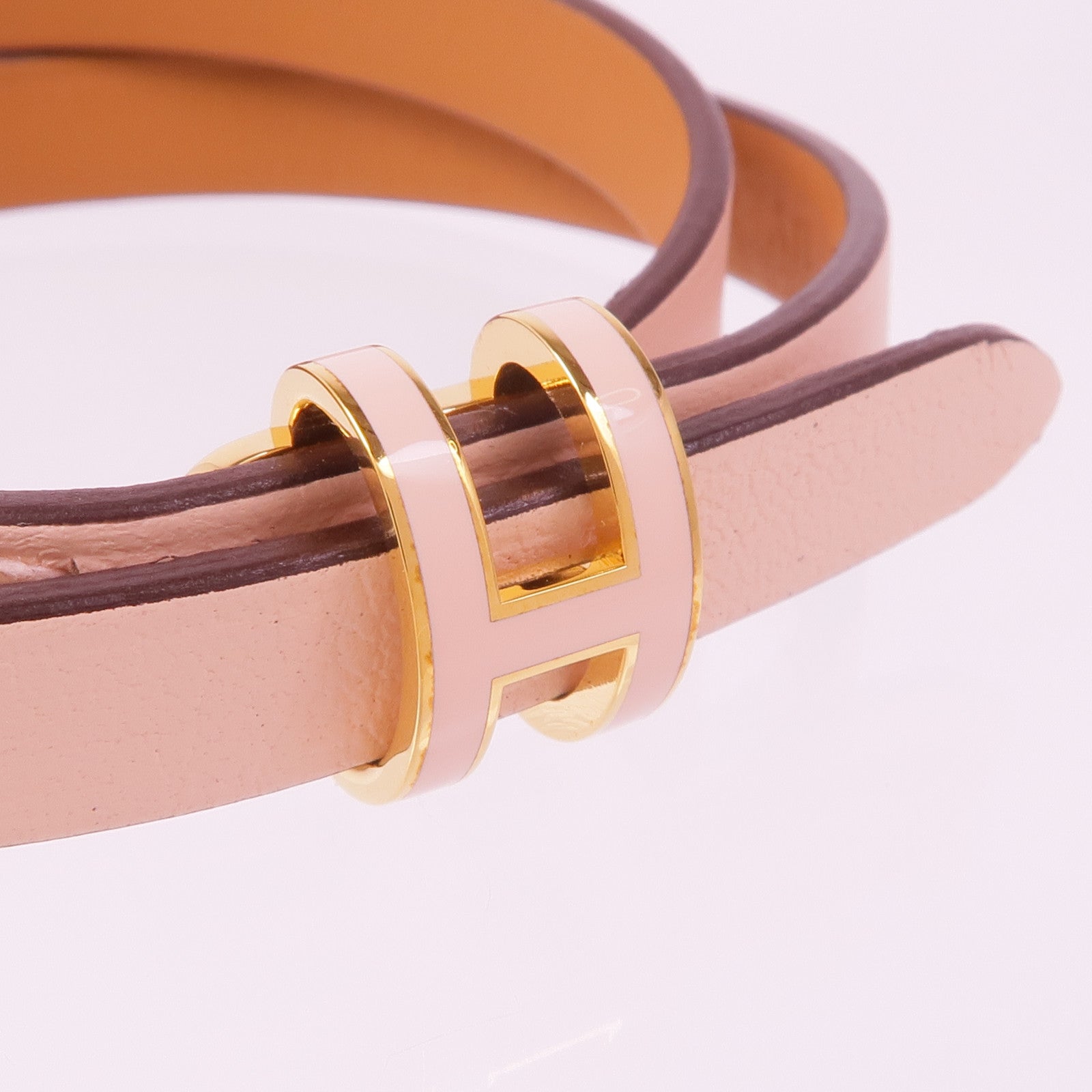 HERMES Swift皮革Pop H Double Tour金扣手帶Rose Eglantine