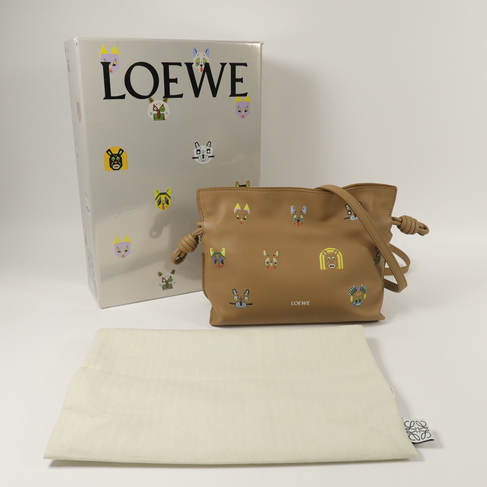 LOEWE 羊皮皮革Flamenco Cats Mini Clutch肩背袋