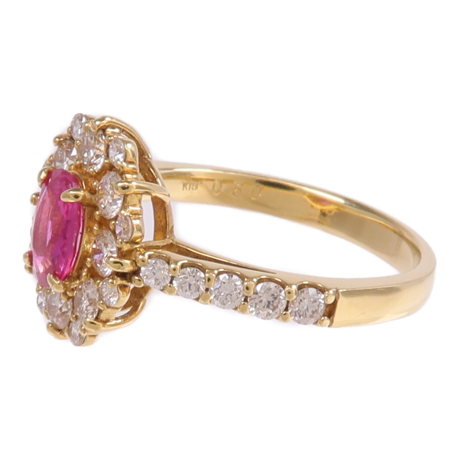 JEWELRY 18K黃金Ruby Diamond Ring紅寶石/鑽石戒指US#6