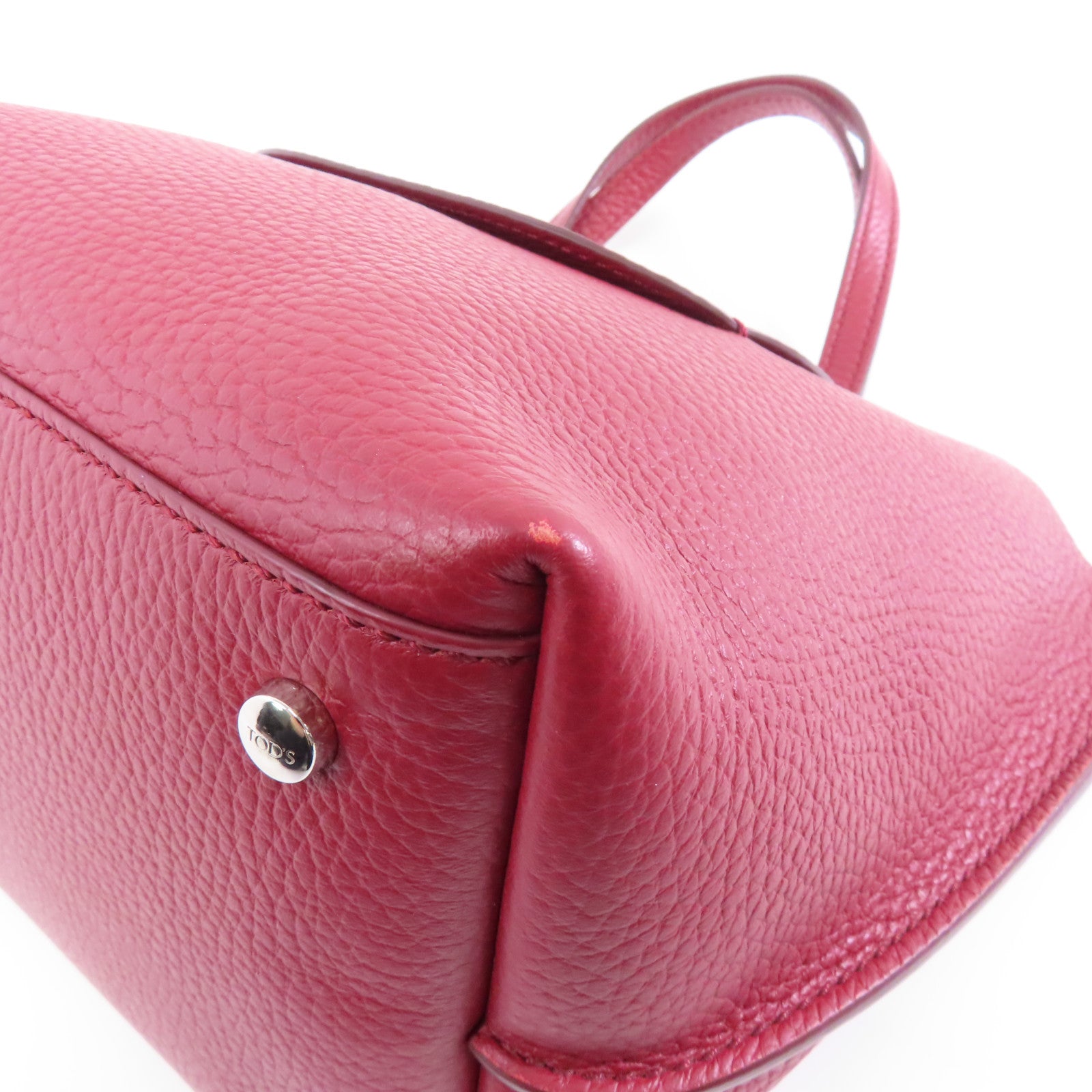 TOD’S 牛皮皮革2way Shoulder Bag銀扣手挽肩背兩用袋紅色